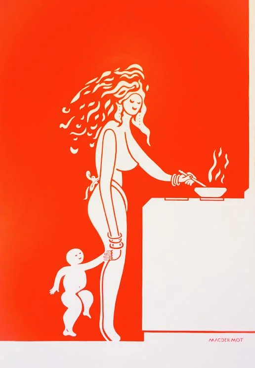 Big Red NYC series - Hot Mama at the Stove           84”x 60” acrylic on canvas