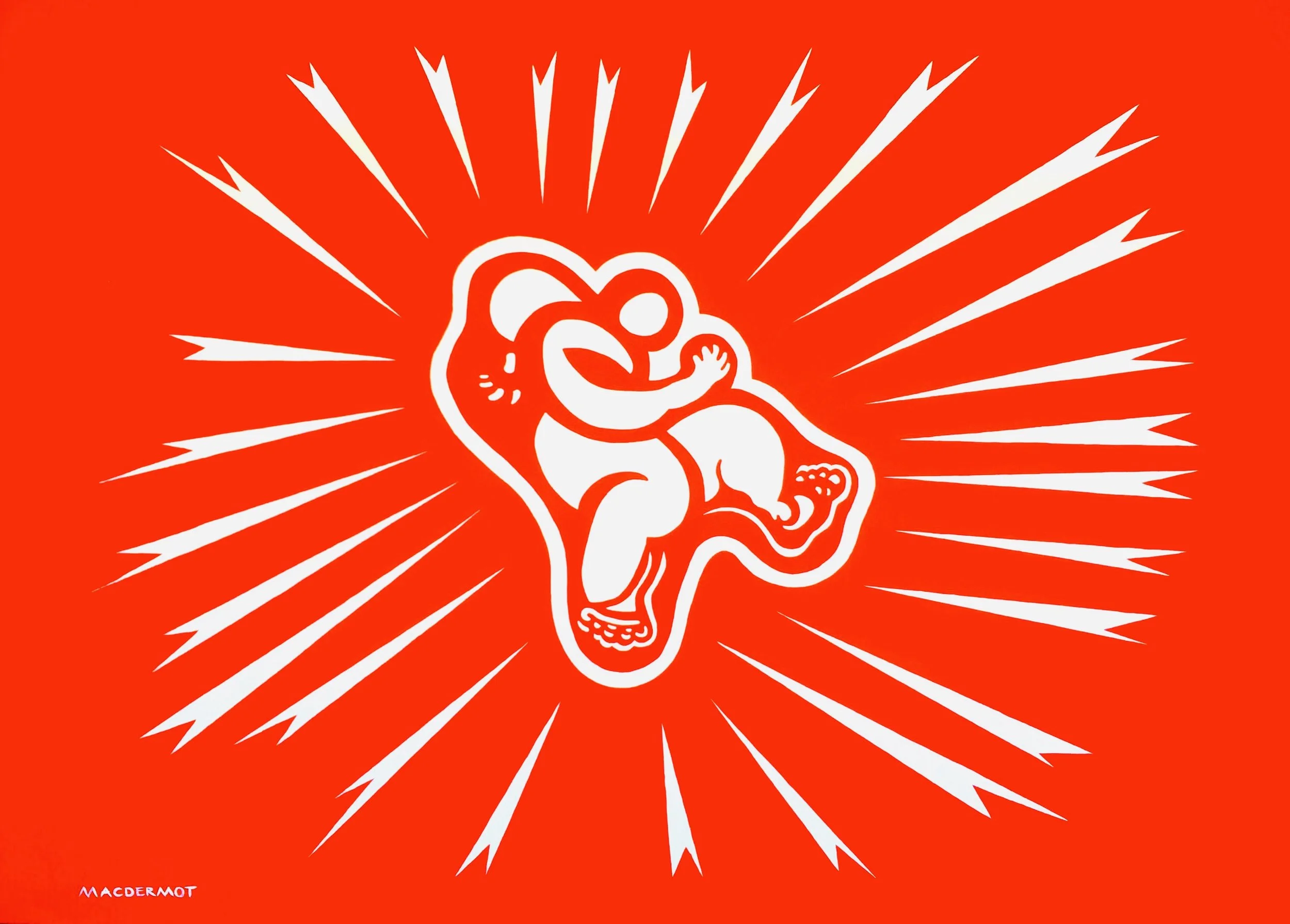 Big Red NYC series - Fighting Man Radiates. 60”.x 84” acrylic on canvas