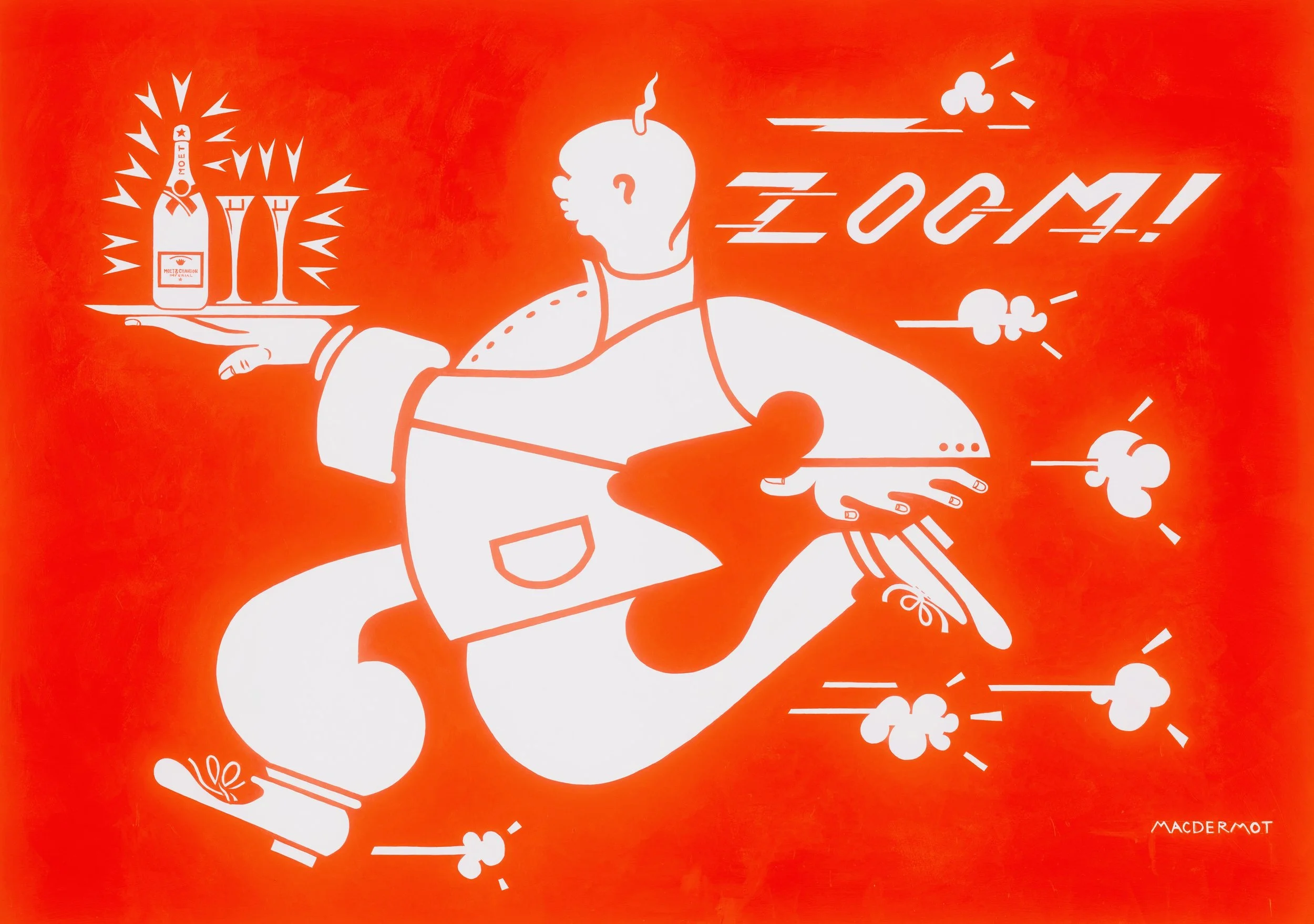 Big Red NYC series - Fast Waiter. 60” x 84”.  acrylic on canvas