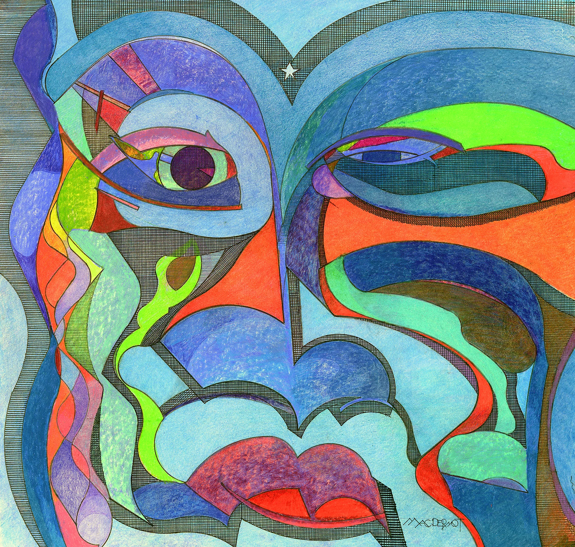 INTENSITY series - SERIOUS pen and ink, pastel and colored pencil on strathmore paper 11” x 11”