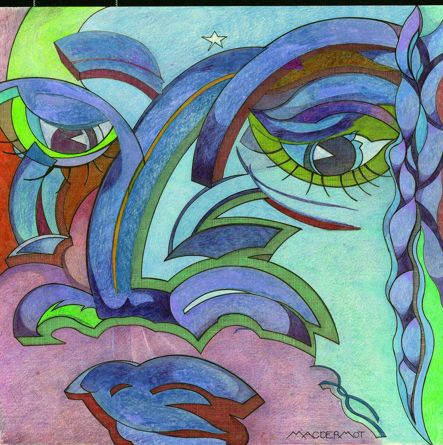 INTENSITY series - WATCHING pen and ink, pastel and colored pencil on strathmore paper 19” x 19”