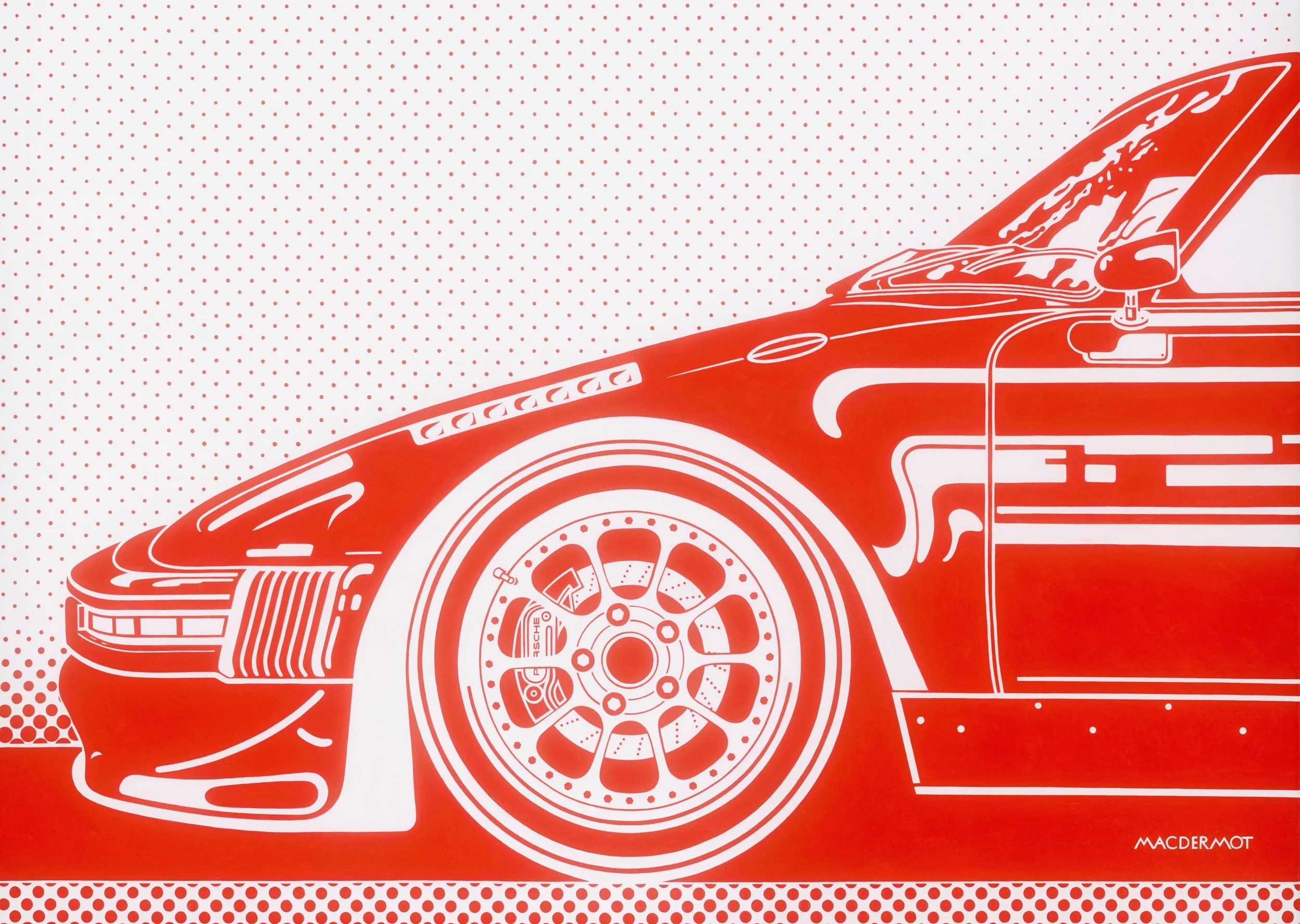 Big Red NYC series - Porsche 930 Slantnose Outlaw 60” x 84”    acrylic on canvas