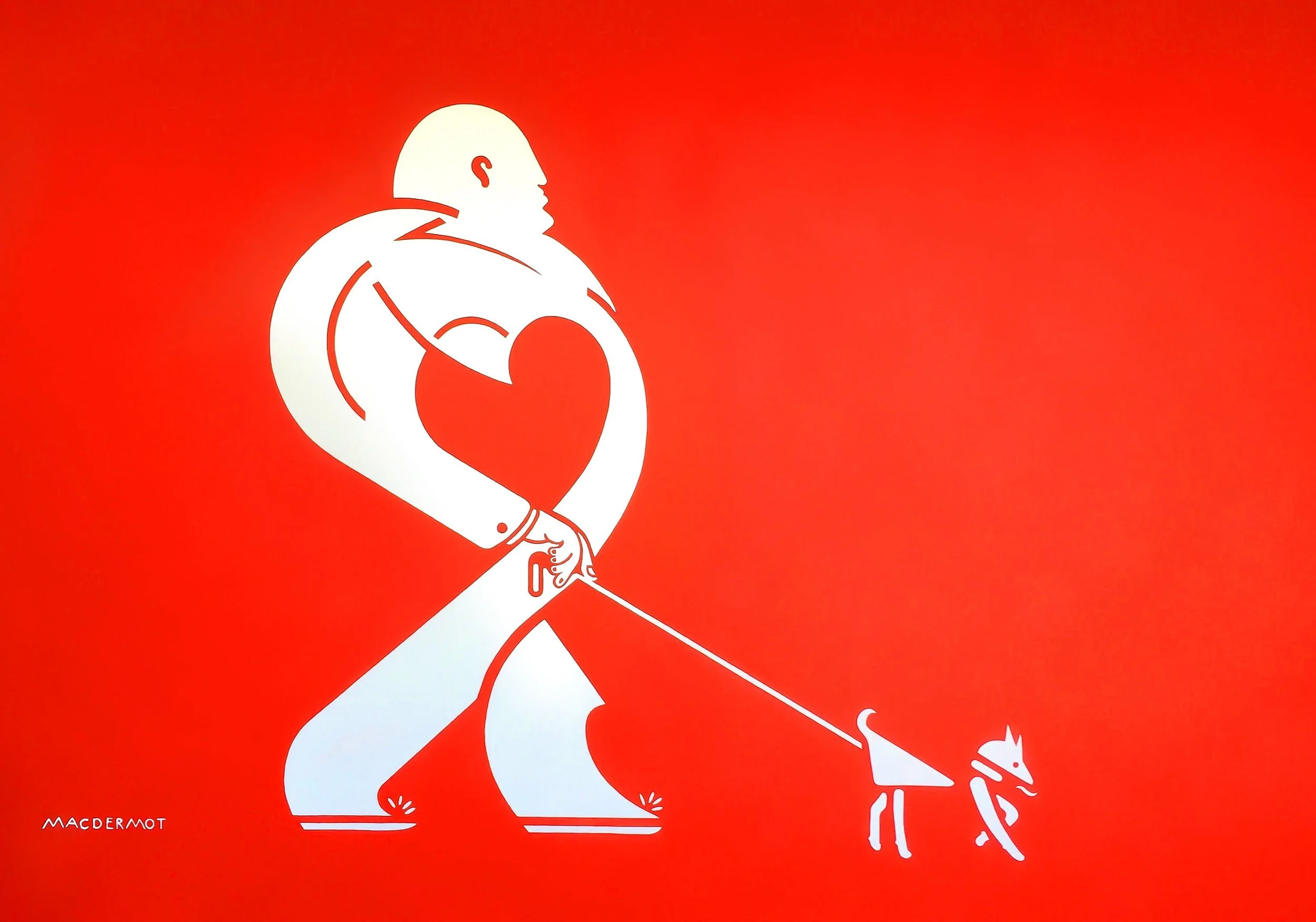 Big Red NYC series - Mr. Heart Walks his dDog. 60” x 84”  acrylic on canvas