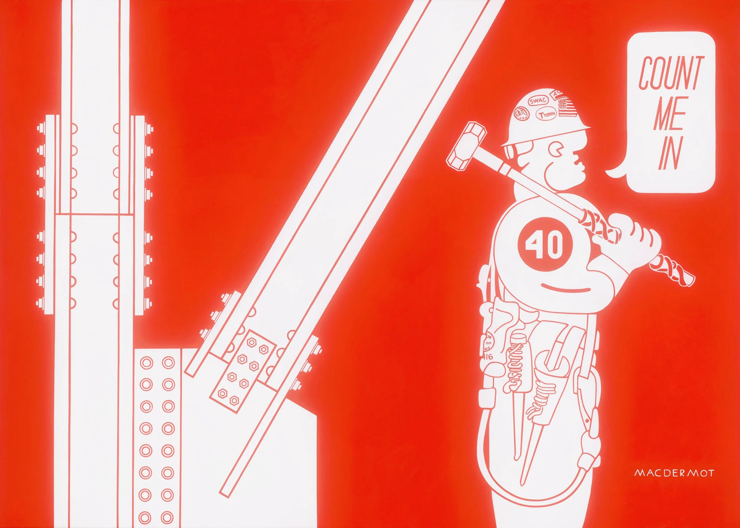 Big Red NYC series - NYC Union Ironworker 60”x84” acrylic on canvas