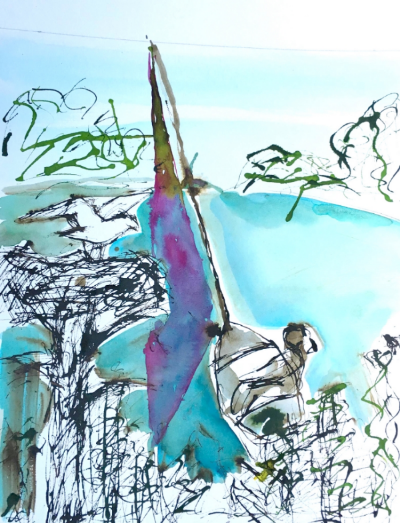 Sailboat and Osprey, study for "What If?"