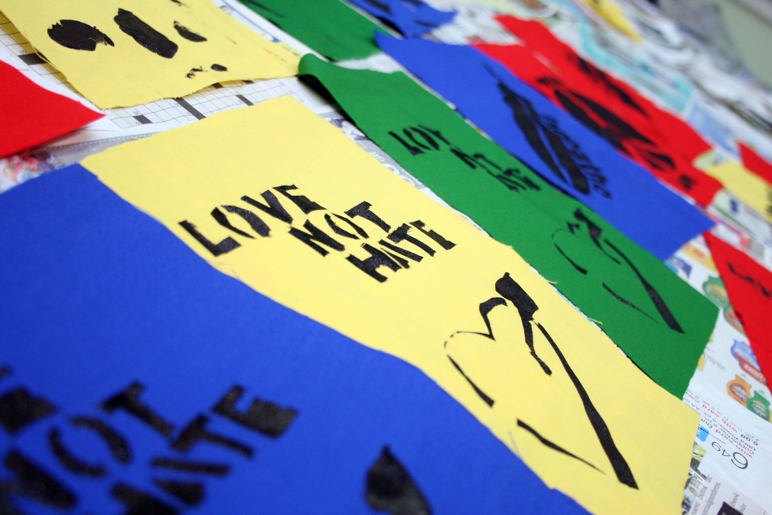 Screenprinted Peace Flags with the Klahre House