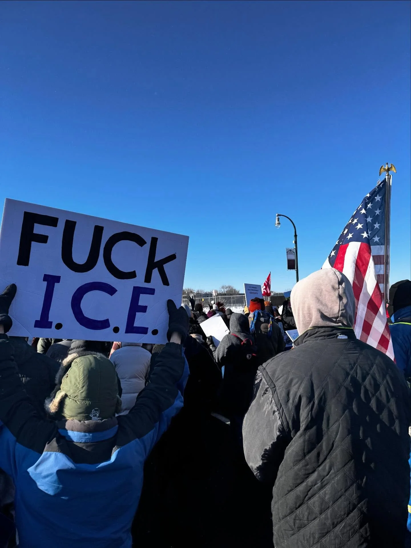 &ldquo;Immigrants Make America Great&rdquo; and more images and scenes from today&rsquo;s Ice Out march on Lake. It feels good to go out and stand shoulder to shoulder with ALL OUR neighbors and fight for human rights. Stop. Kidnapping. People. Now w