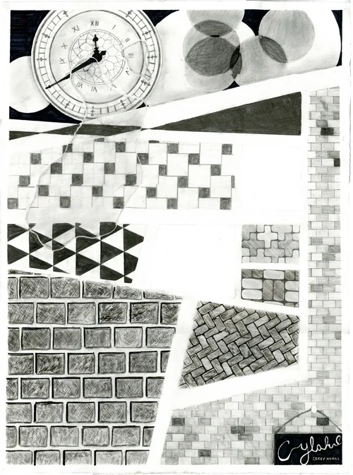 PATTERNED ABSTRACTION Graphite, Charcoal, Sharpie. Created Fall 2012.