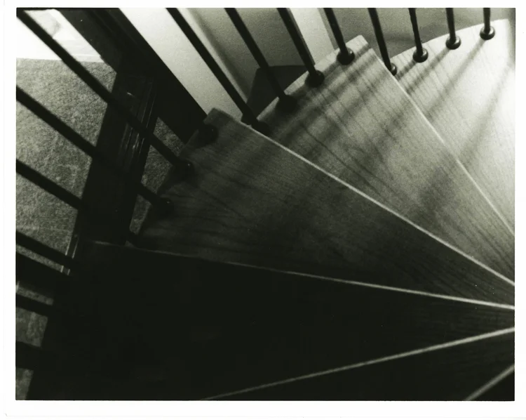 SHADED STEPS Taken in a photography class with a 35mm, the assignment was to play with shape and light. Staging the lighting on a spiral staircase, I attempted to created dramatic depth.