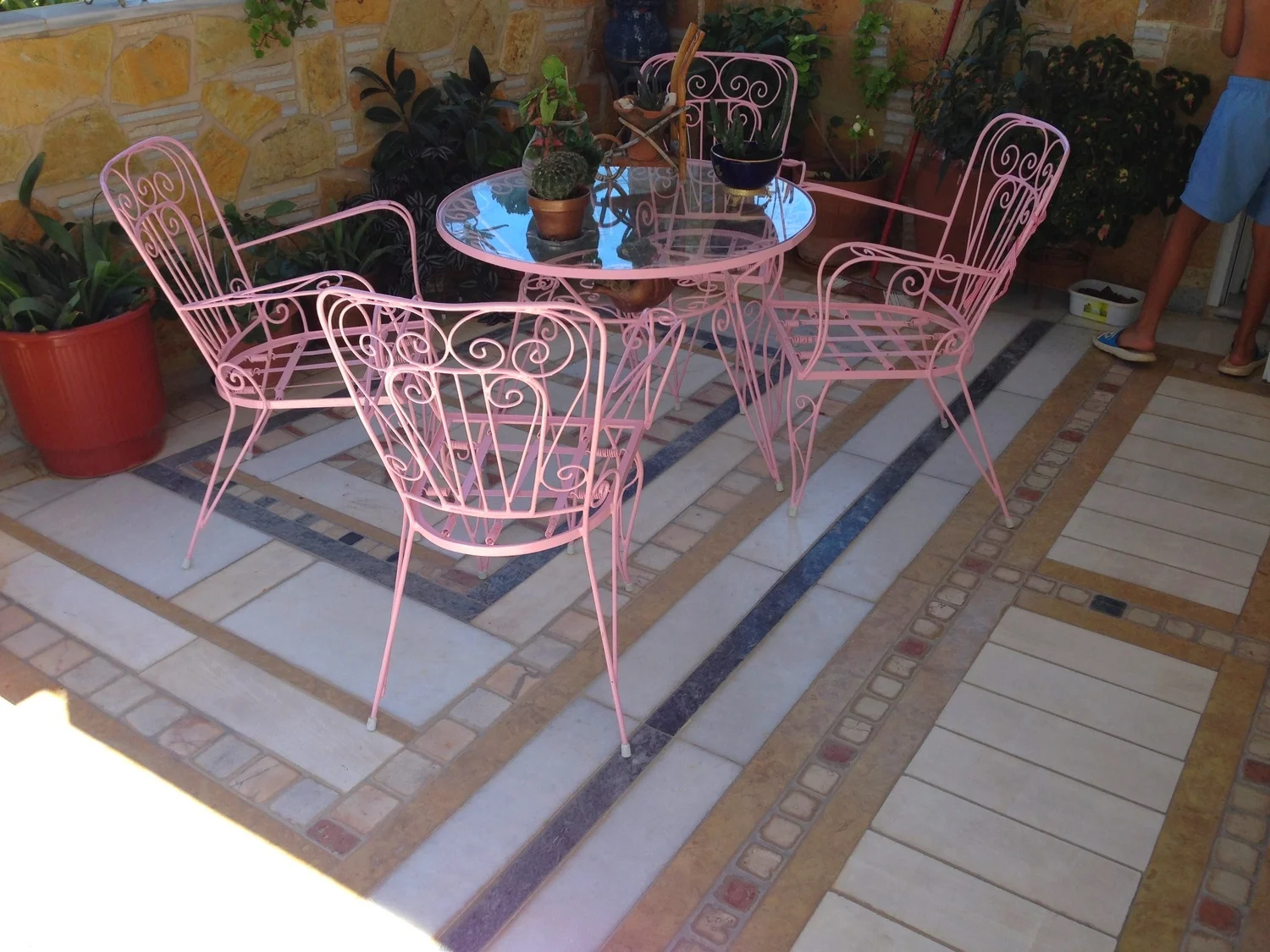 Natuursten terras patroon