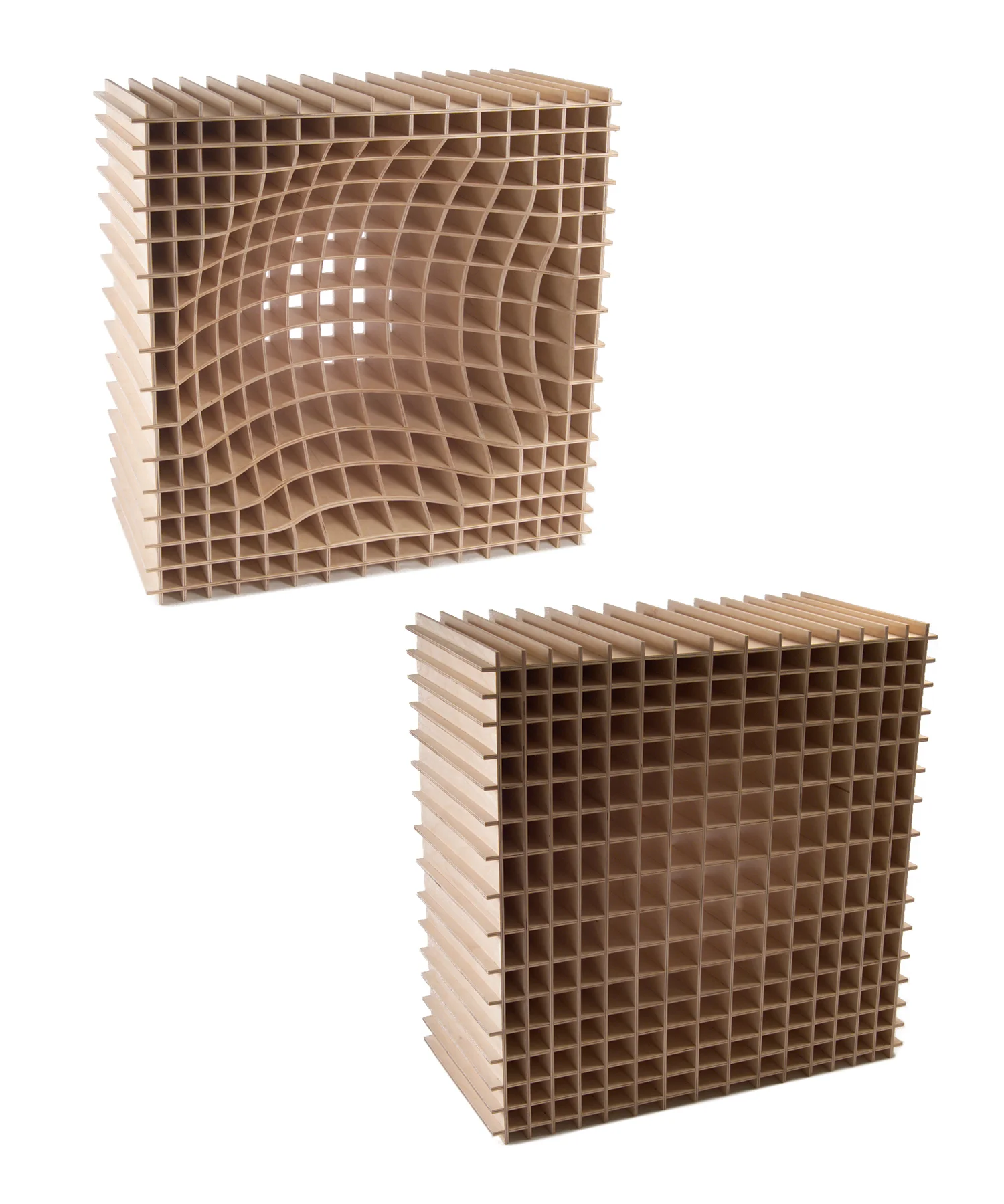 SPHERE IN GRID SCULPTURE 2003. 1/4” plywood, 29”l x 29”h x 14”d