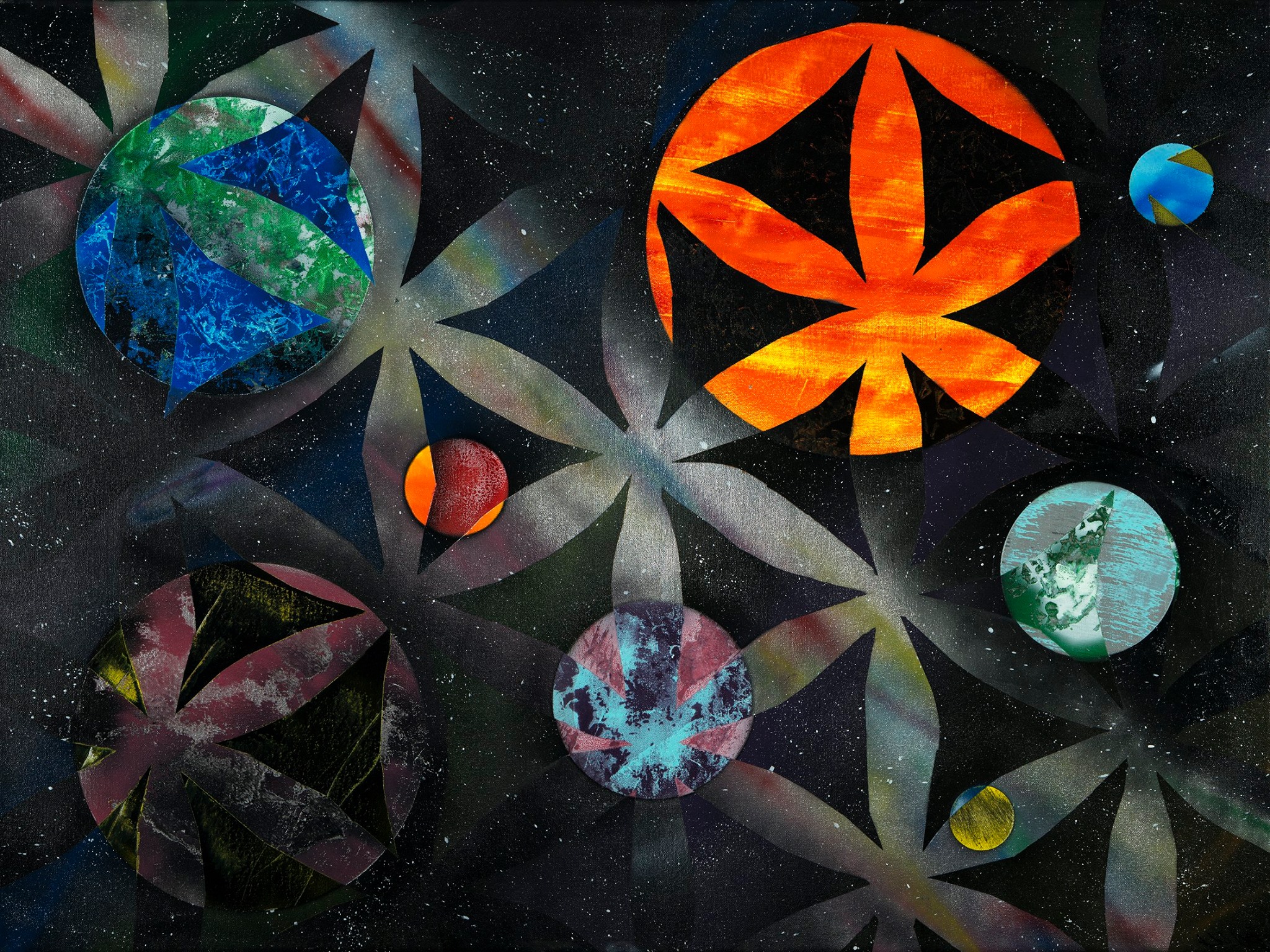 "This painting is my interpretation of what the flower of life means to me. In that when you observe existence with the knowledge of the flower of life you see that there are multiple layers of reality, and your perspective defines what you see more so than what exists."