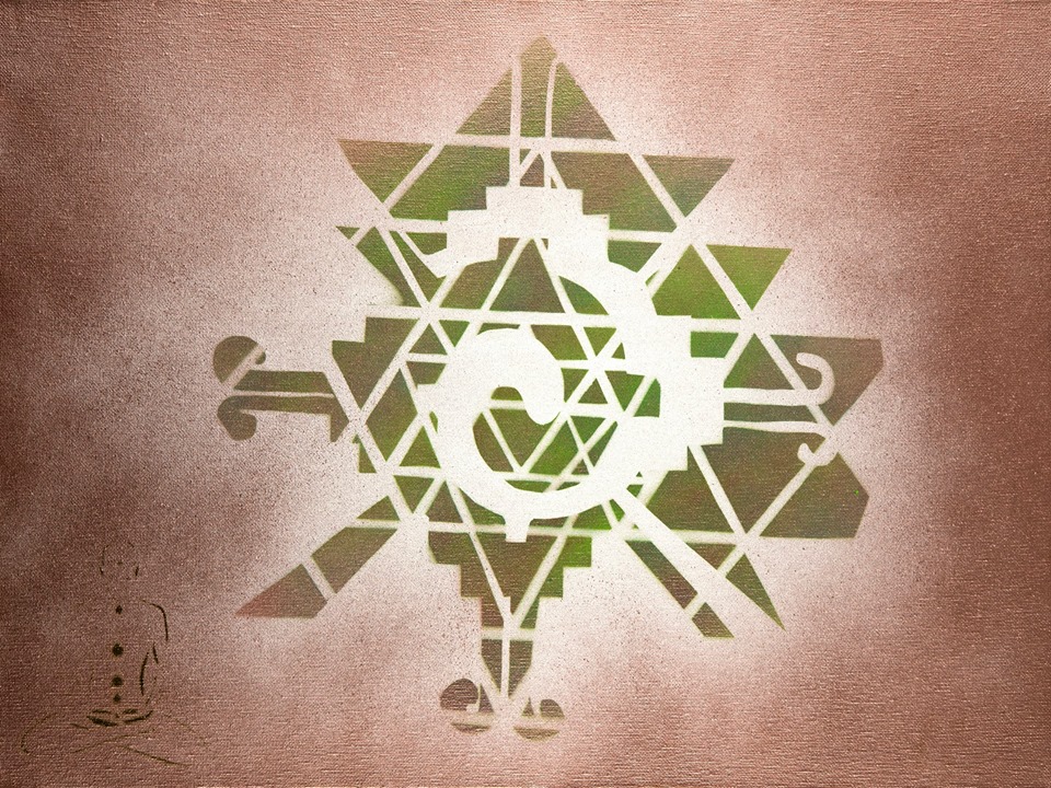 "Two ancient symbols of ascension combined into one.First is the Mayan galactic butterfly then the Sri Yantra. The combination of the two is intended to be used as an energy/meditation enhancer."