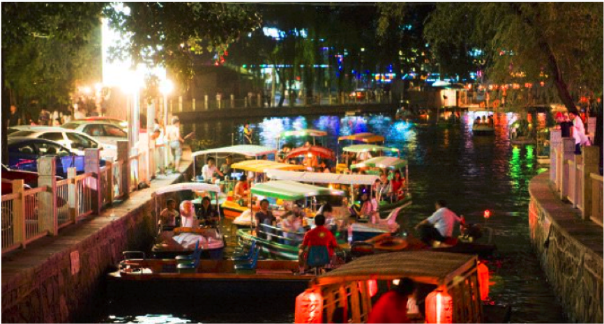 HòuhǎiThe name of an artificial lake in a former imperial garden. Now a park, its name literally translates as “the sea in the backyard”. The old Chinese language often uses the term “sea” instead of “lake”.&nbsp;Find more at&nbsp;http://www.lonelyp…