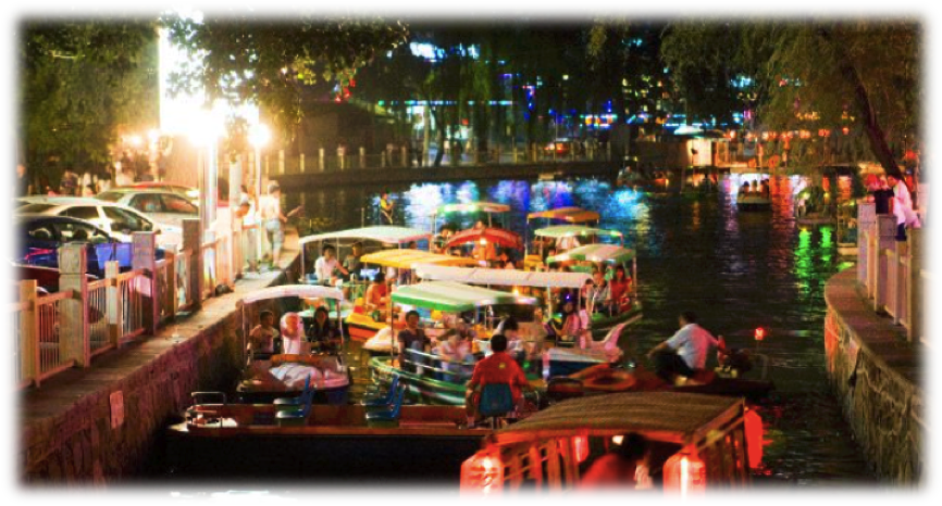 HòuhǎiThe name of an artificial lake in a former imperial garden. Now a park, its name literally translates as “the sea in the backyard”. The old Chinese language often uses the term “sea” instead of “lake”.&nbsp;Find more at&nbsp;http://www.lonelyp…