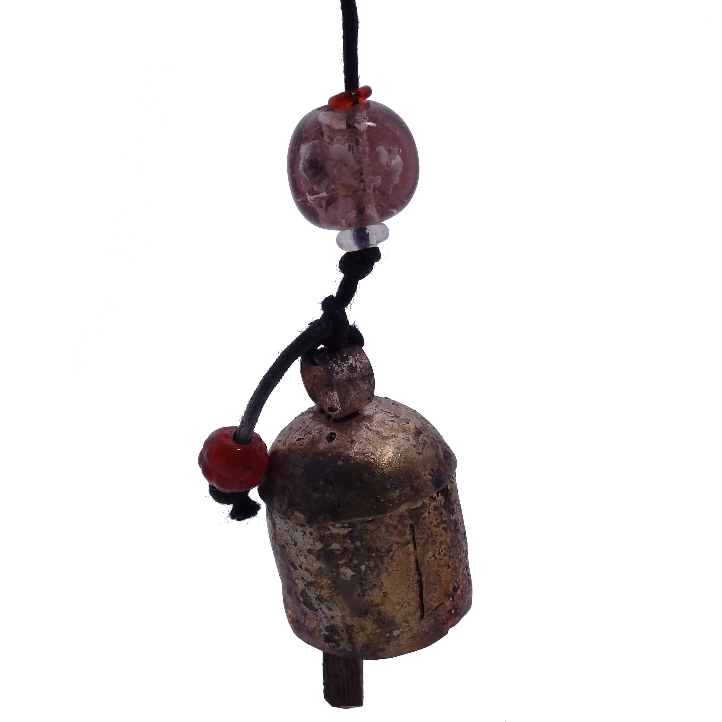 Wind Noisemaker With Heart Glass Beads and Nana Bell