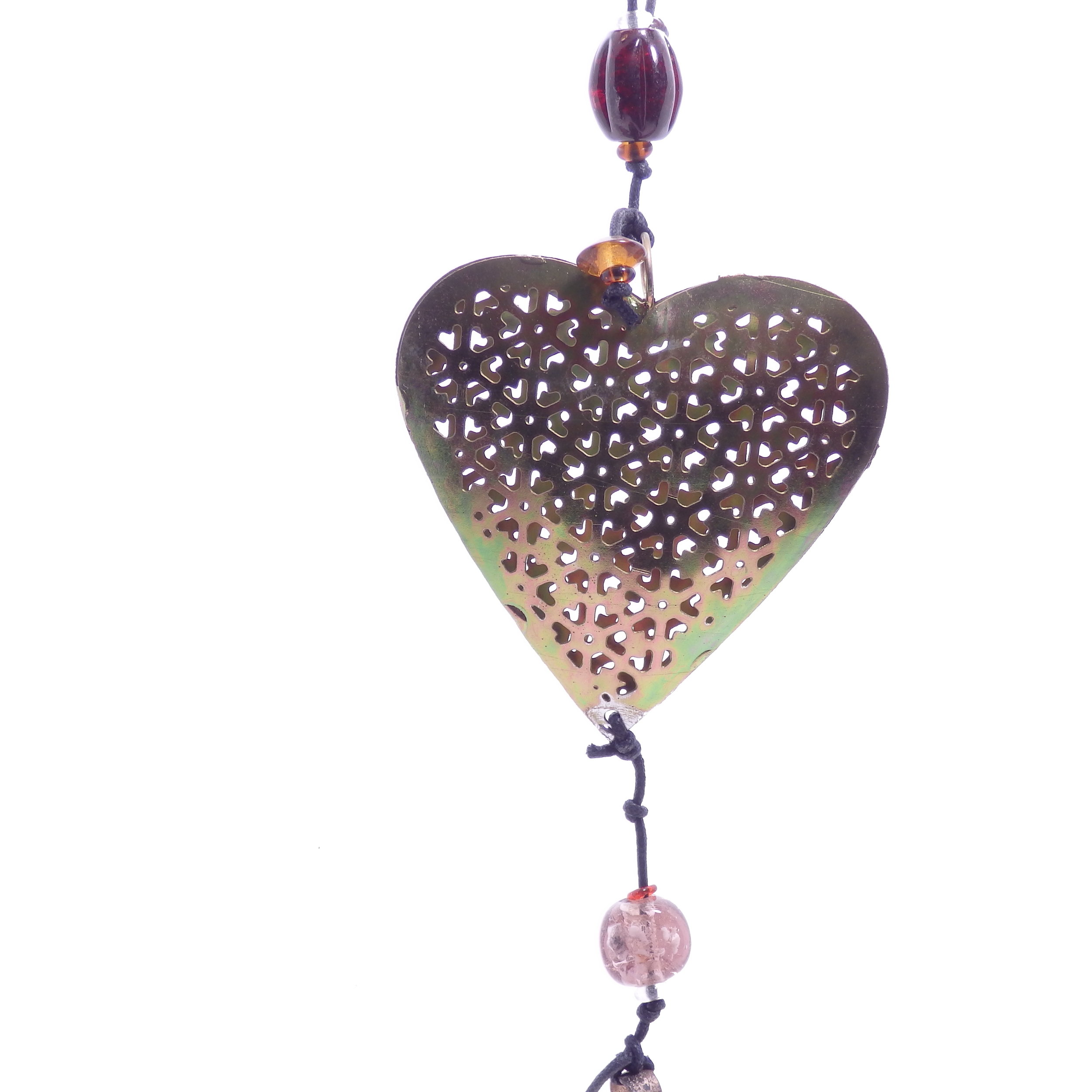Wind Noisemaker With Heart Glass Beads and Nana Bell