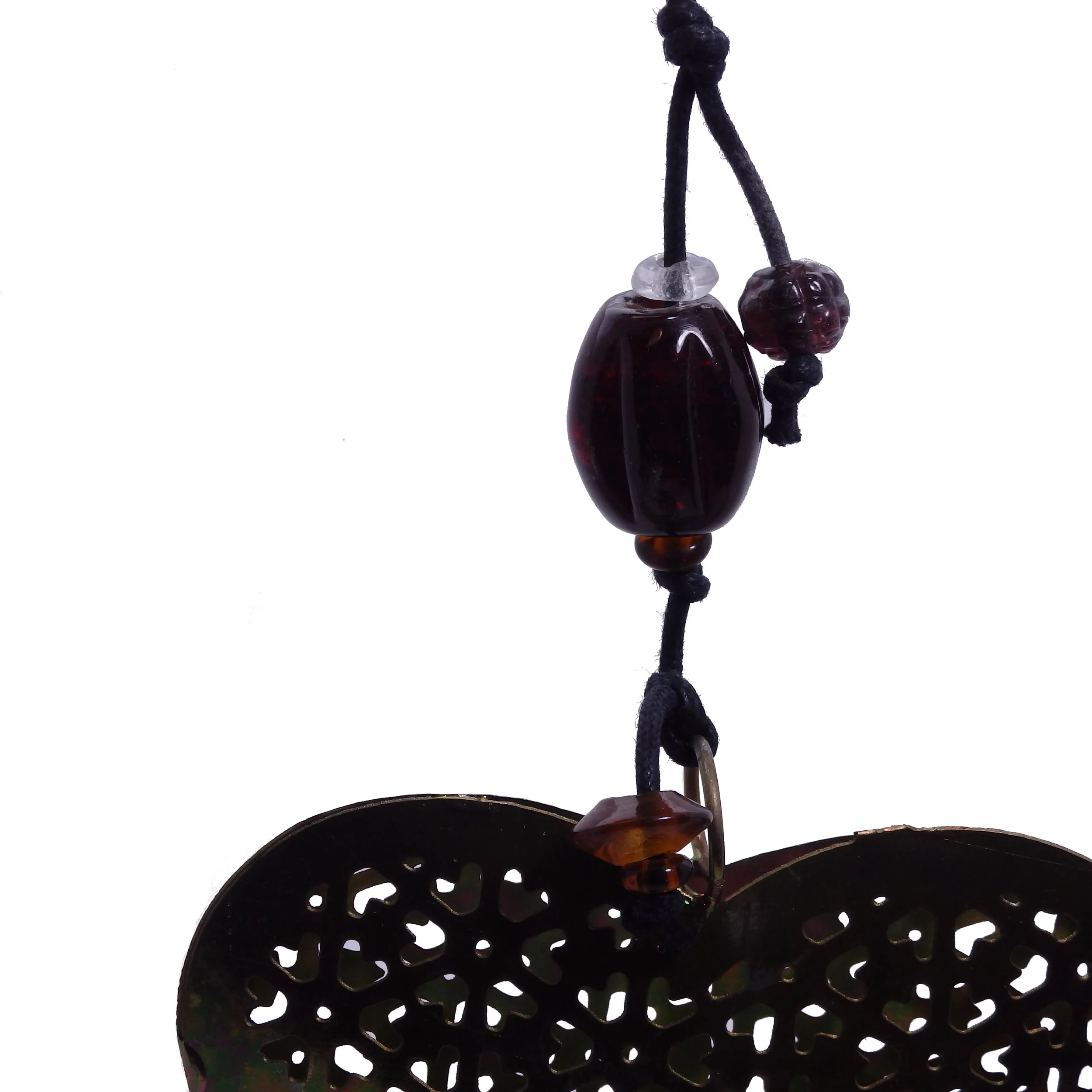 Wind Noisemaker With Heart Glass Beads and Nana Bell