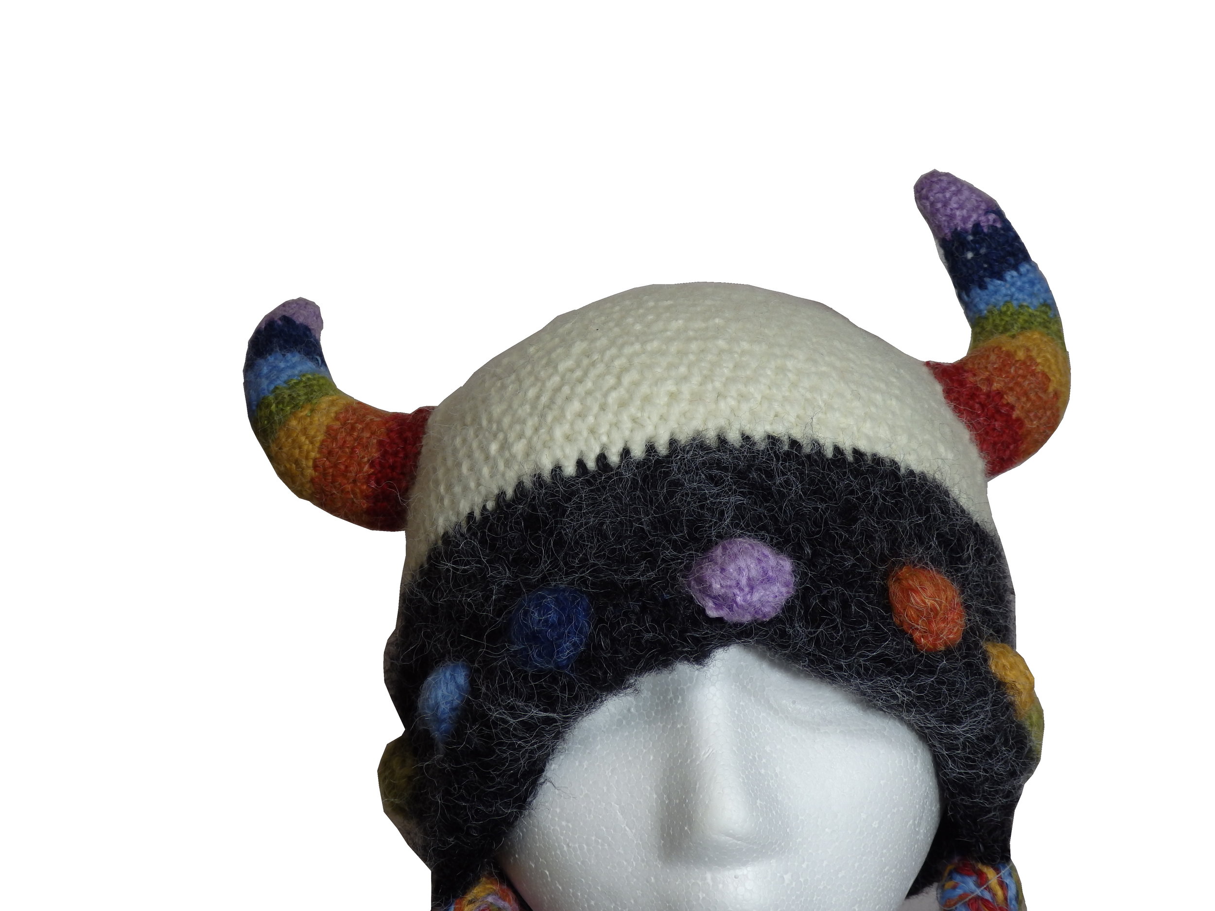 Rainbow Viking Hat with Horns and Braids