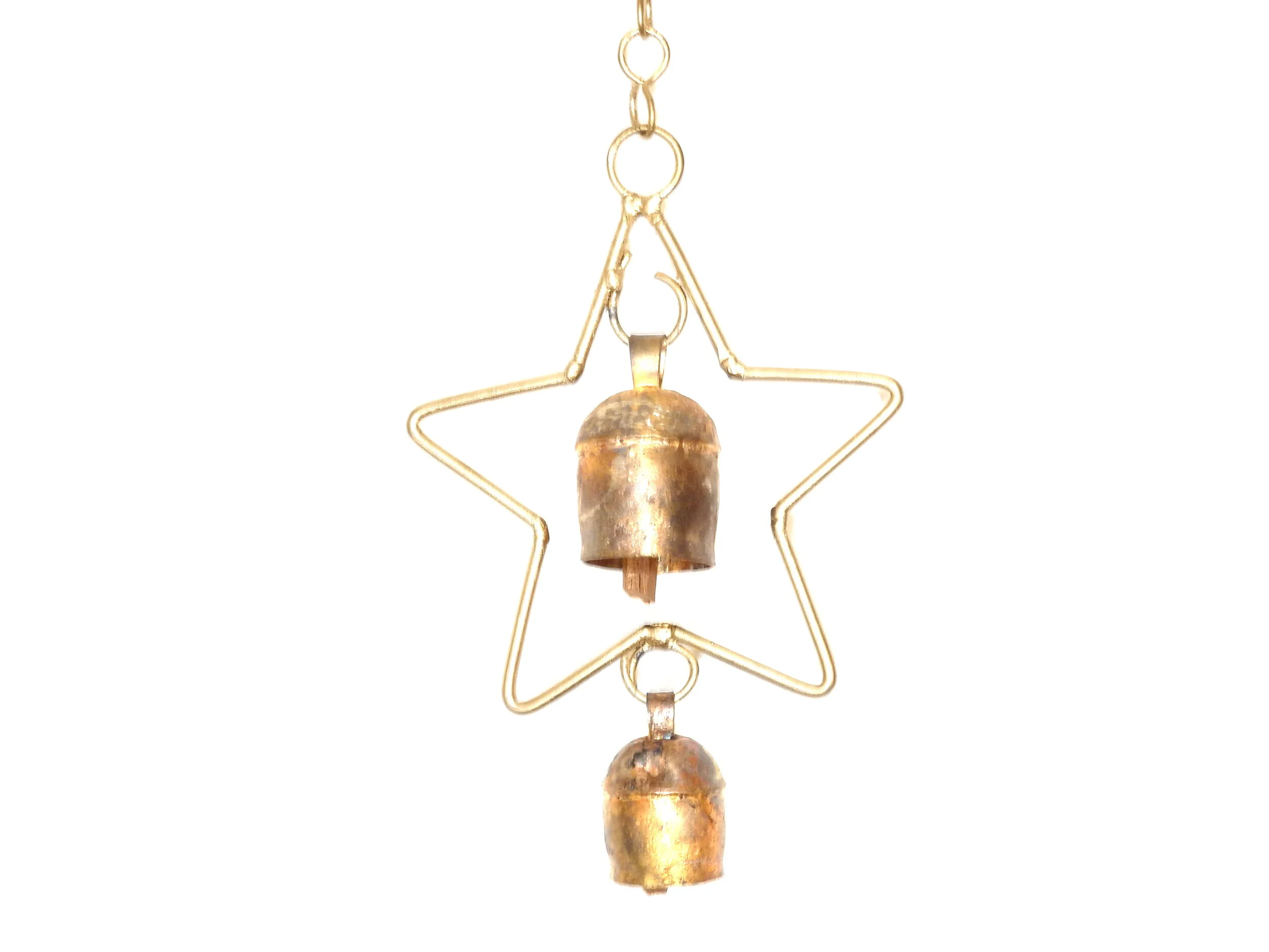 Simple Star - Handcrafted Hanging Ornament with 2 Nana Bells