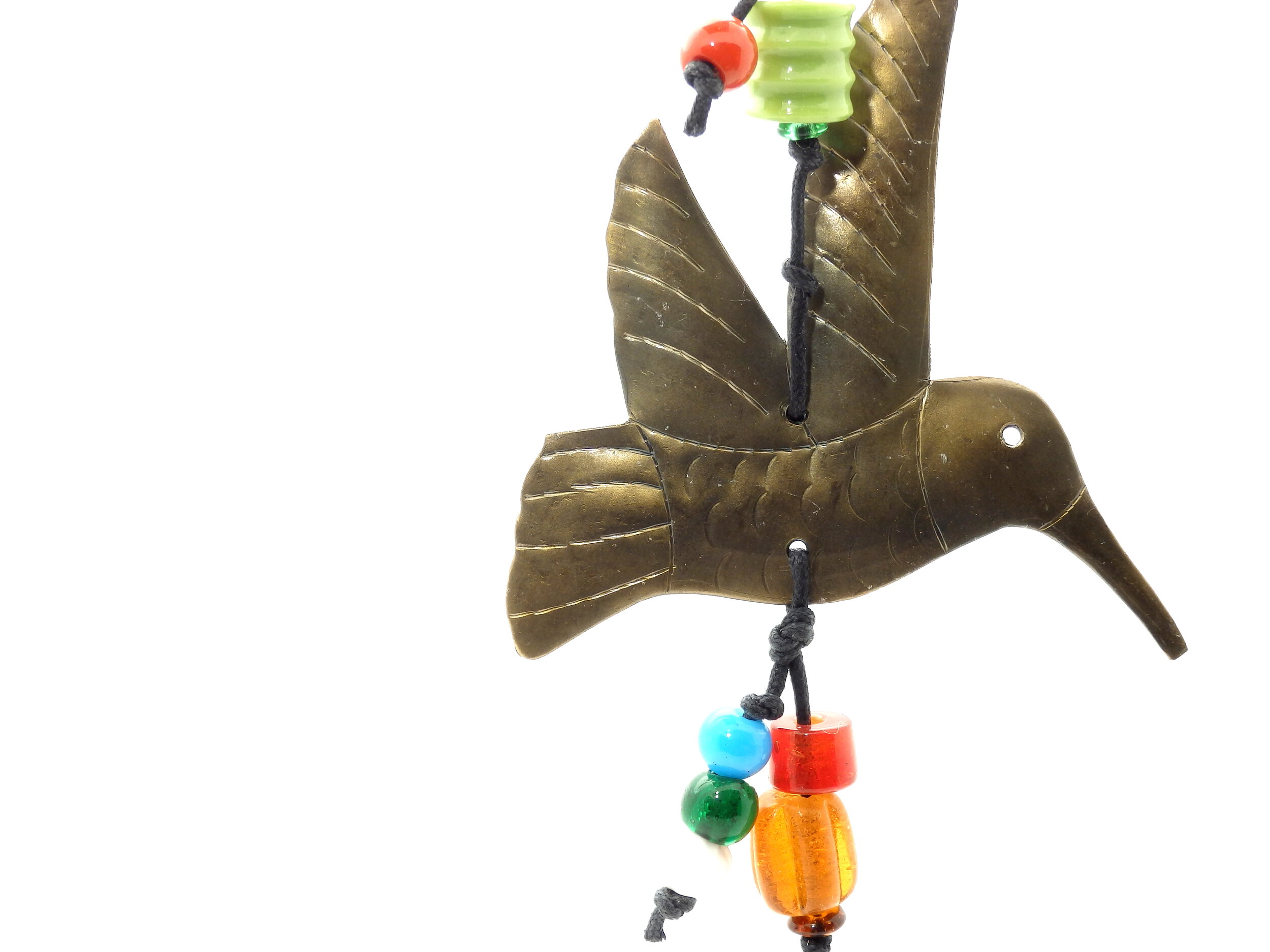 Happy Hummingbird - Handcrafted Windchime With Glass Beads and Nana Bell