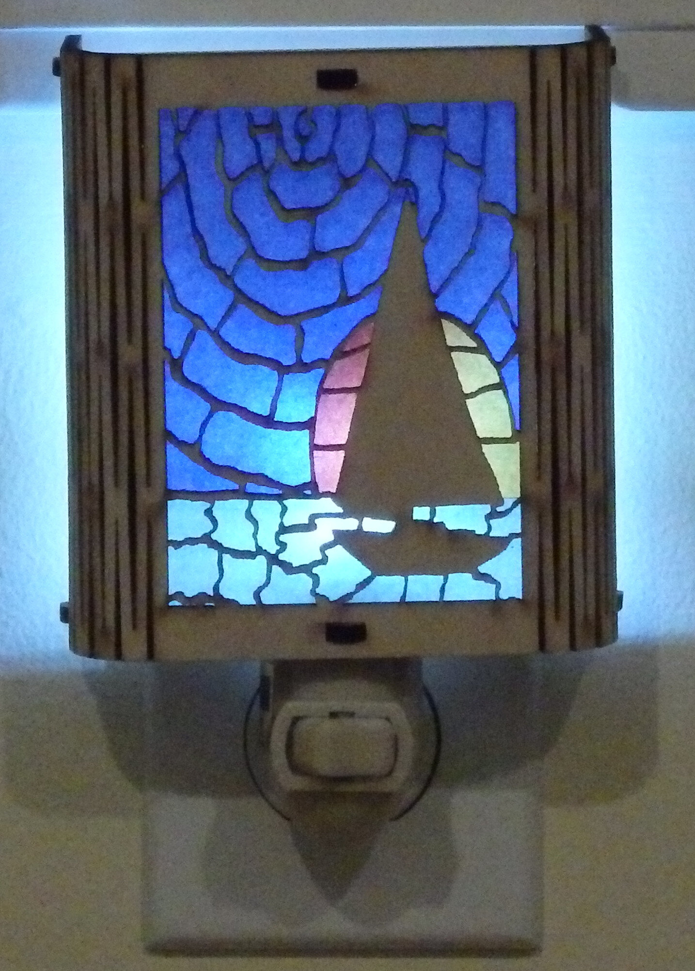 Sailboat Maple Wood Night Light Vermont Lamps