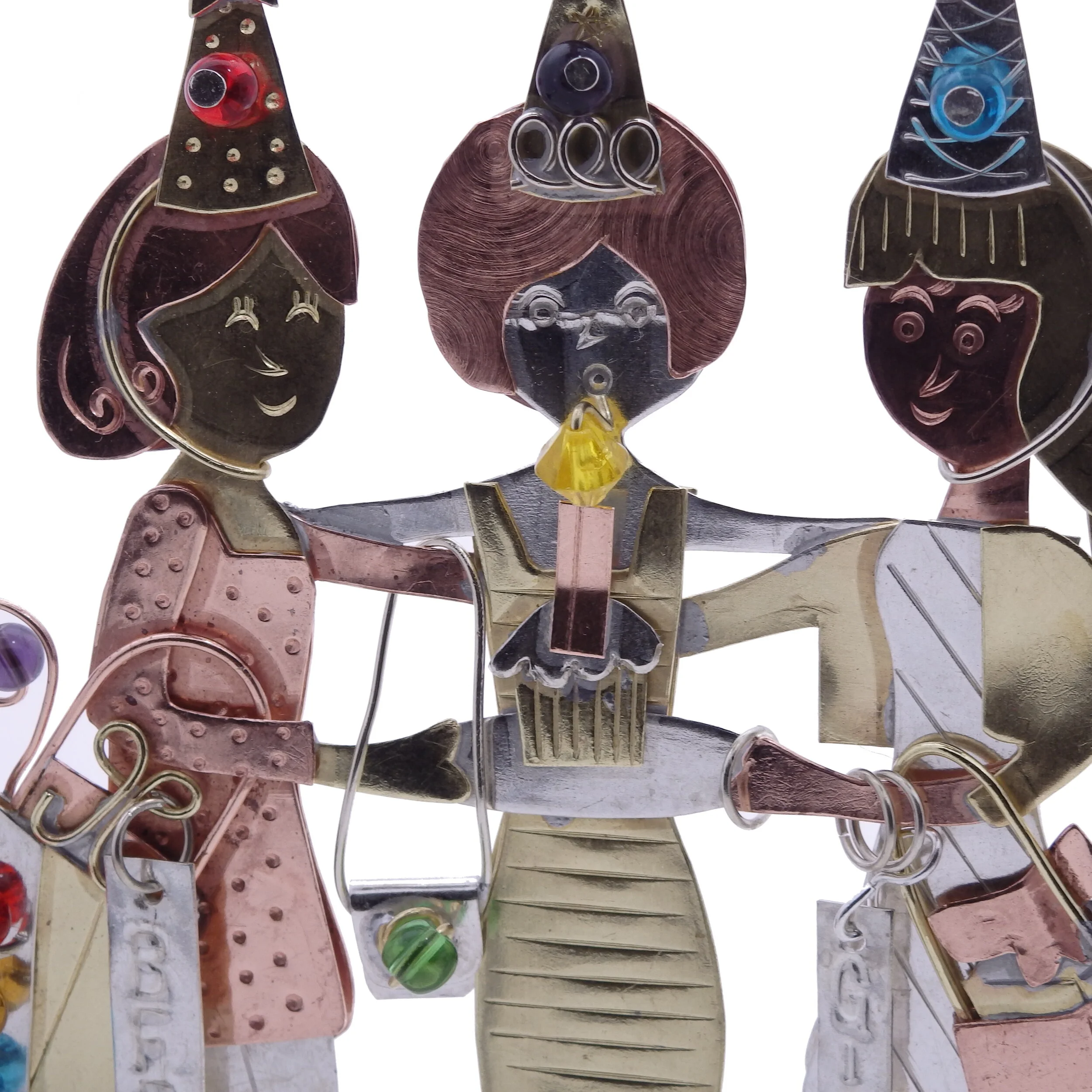 Handmade BFF Best Friend Girlfriend Bronze Nickel and Copper Hanging Garden Ornament