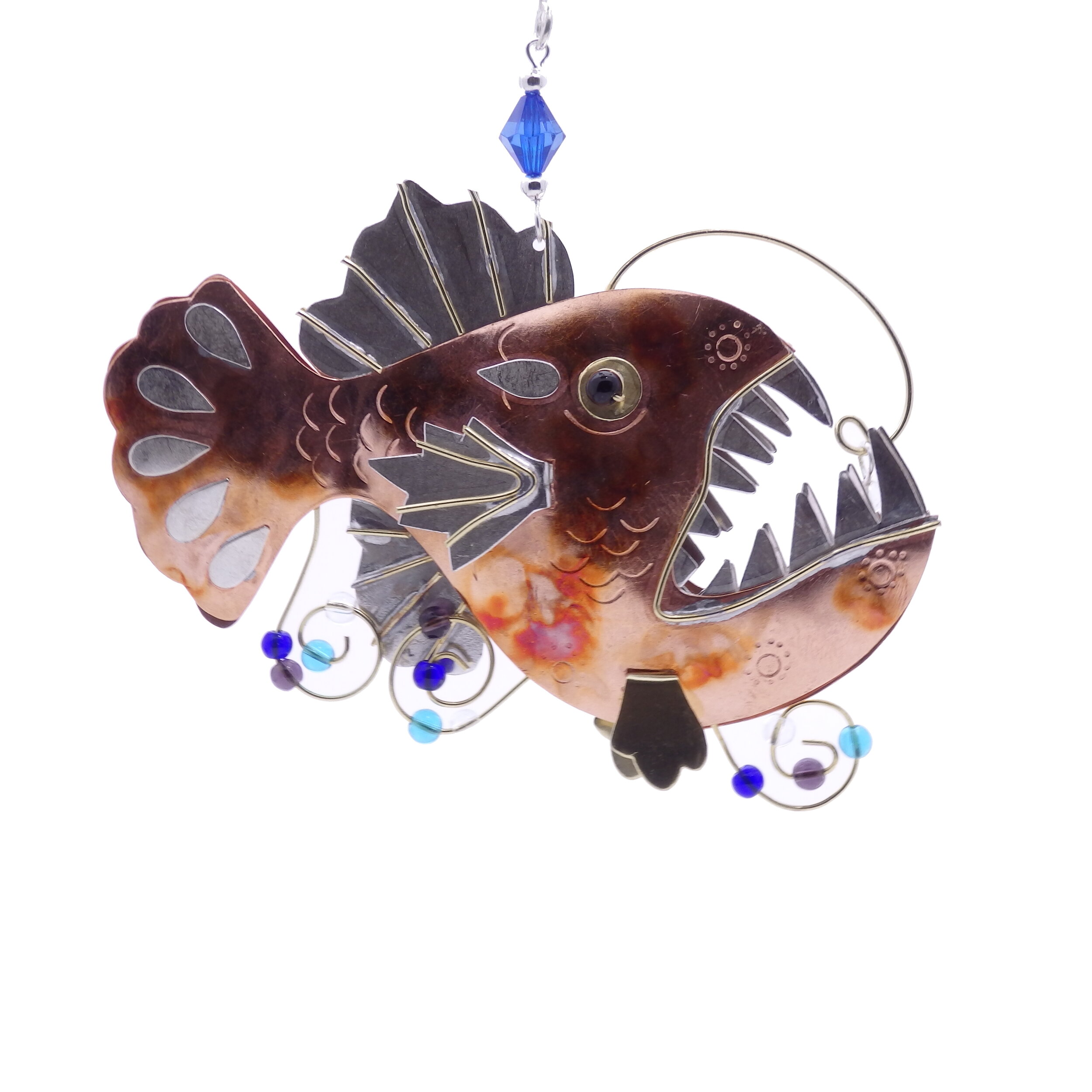 Handmade Angler Fish Bronze Nickel and Copper Hanging Ornament — Tales