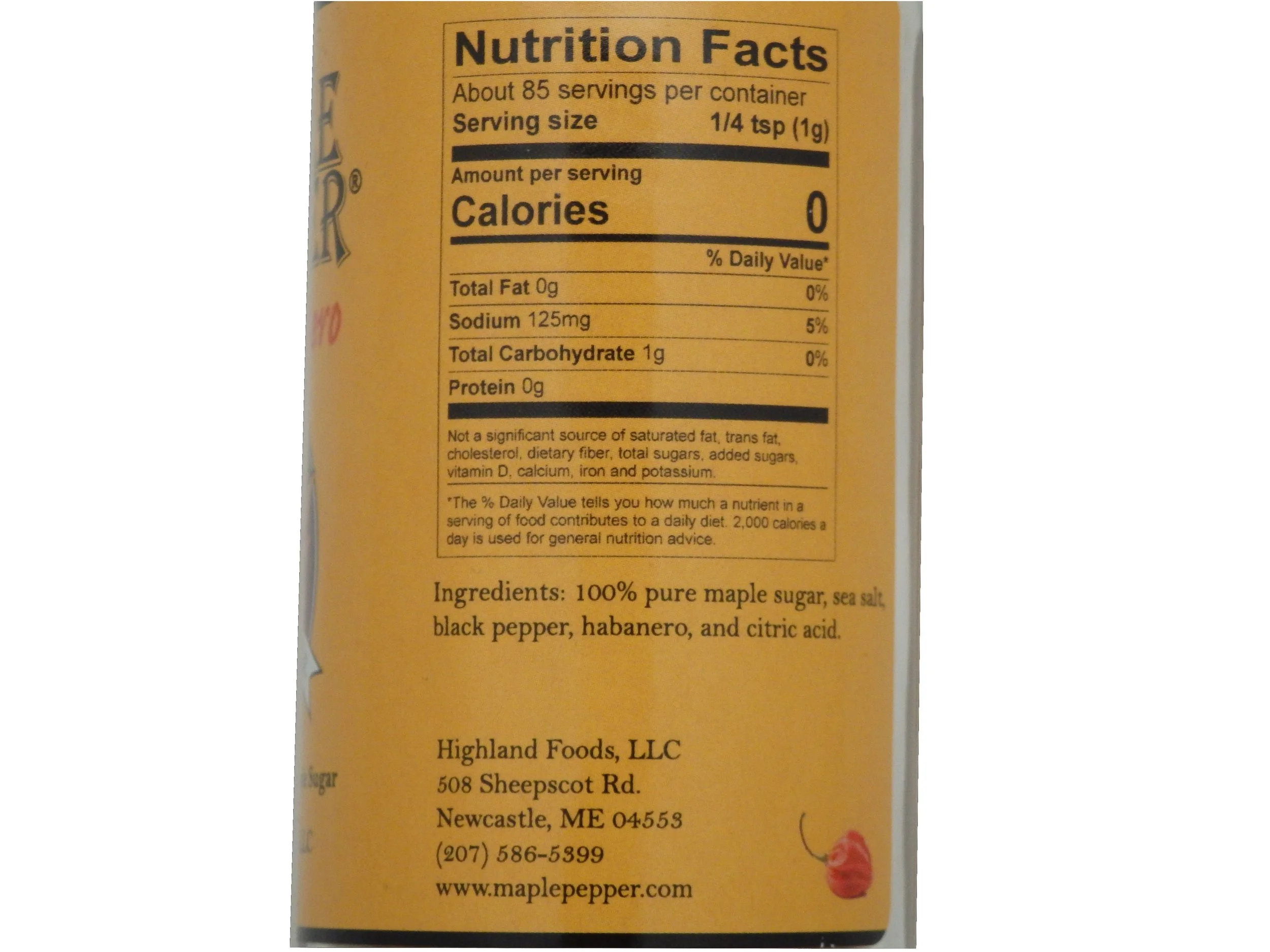 Habanero Maple Pepper Nutrition Facts
