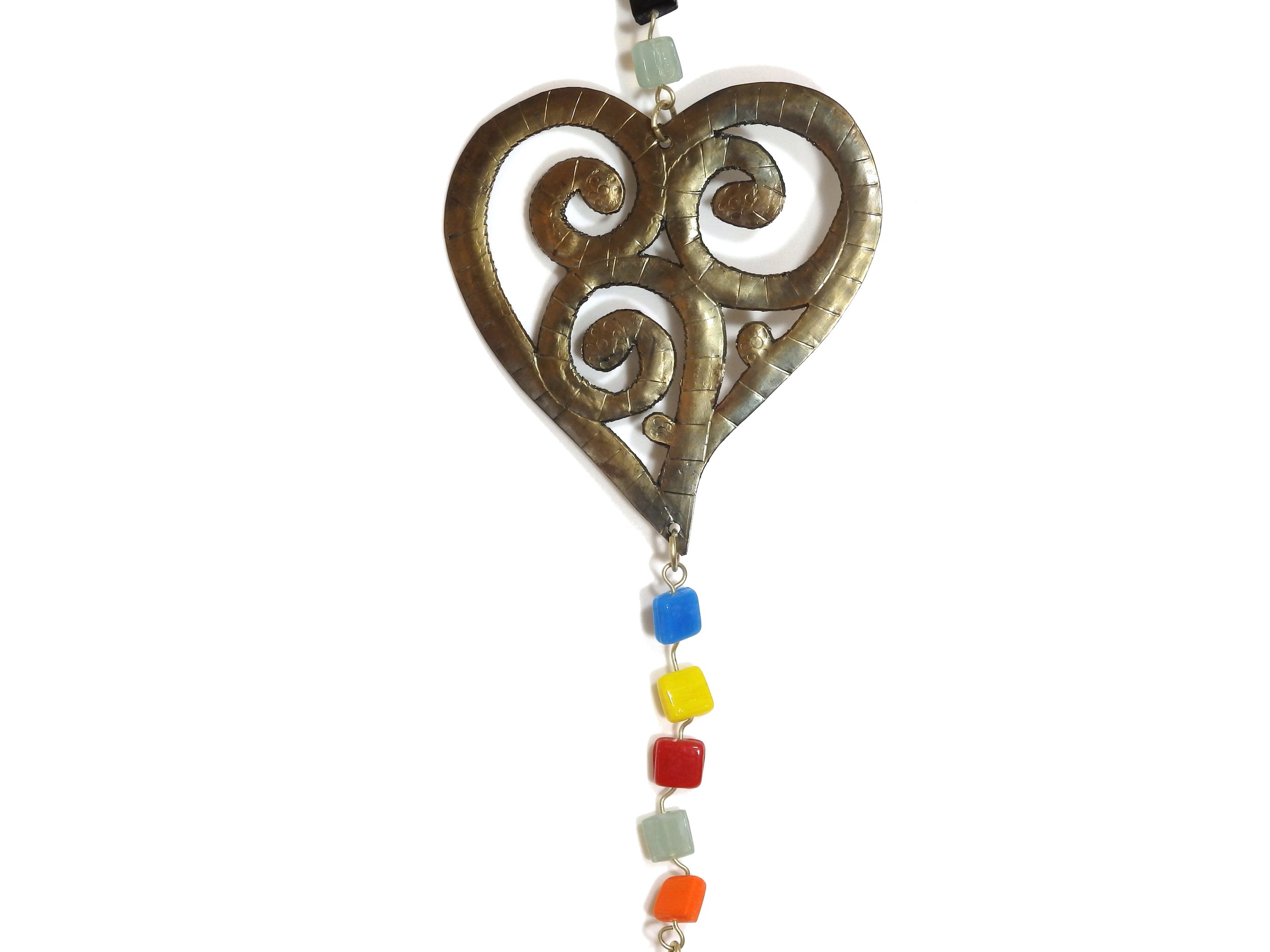 Blossoming Heart - Handcrafted Windchime With Glass Beads and Nana Bell