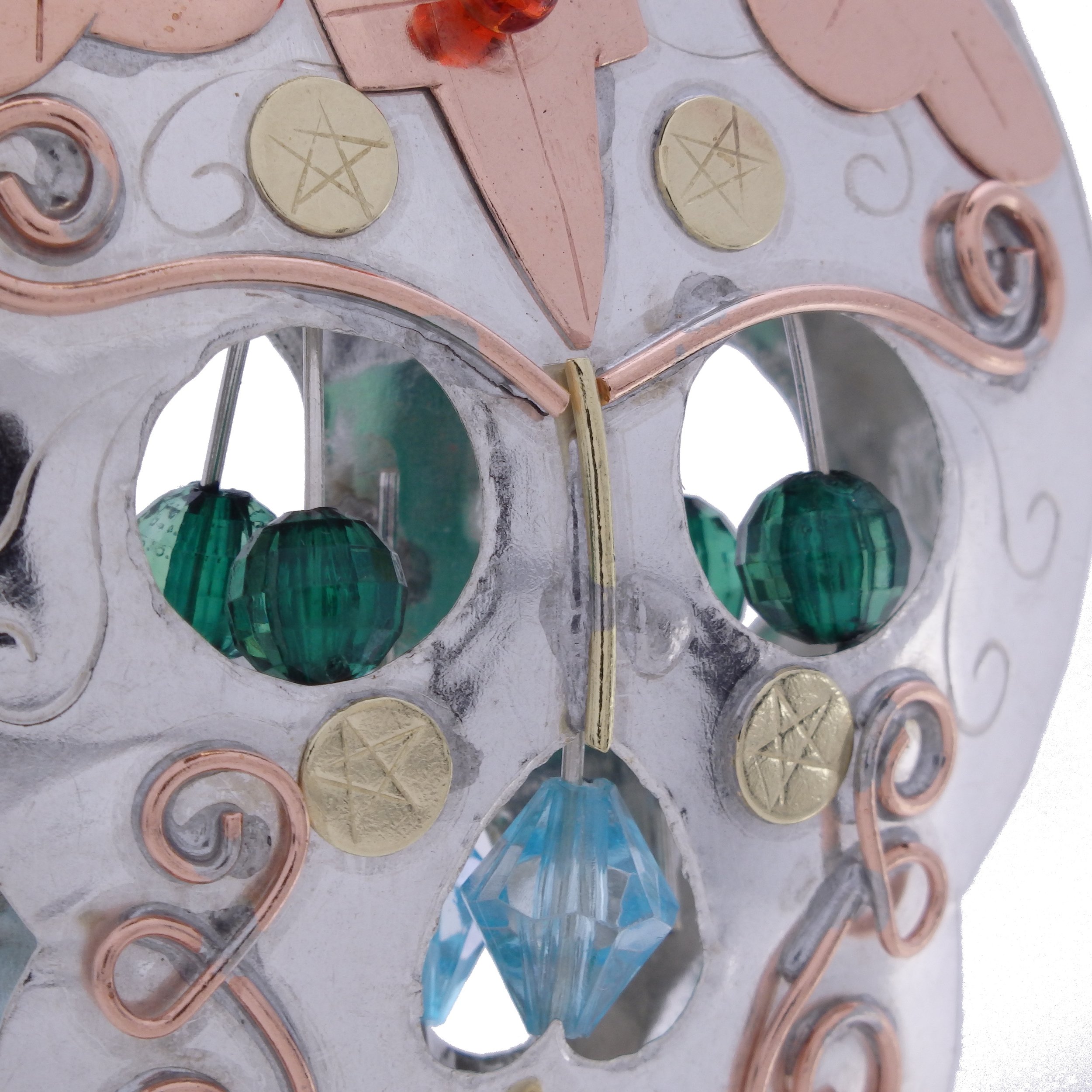 Sugar Skull Calavera - Bronze Nickel and Copper Hanging Ornament