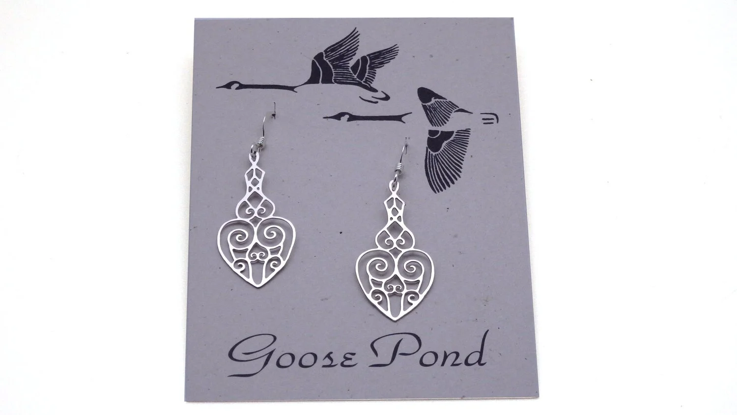 Heart Drop Filagree Dangle Earrings