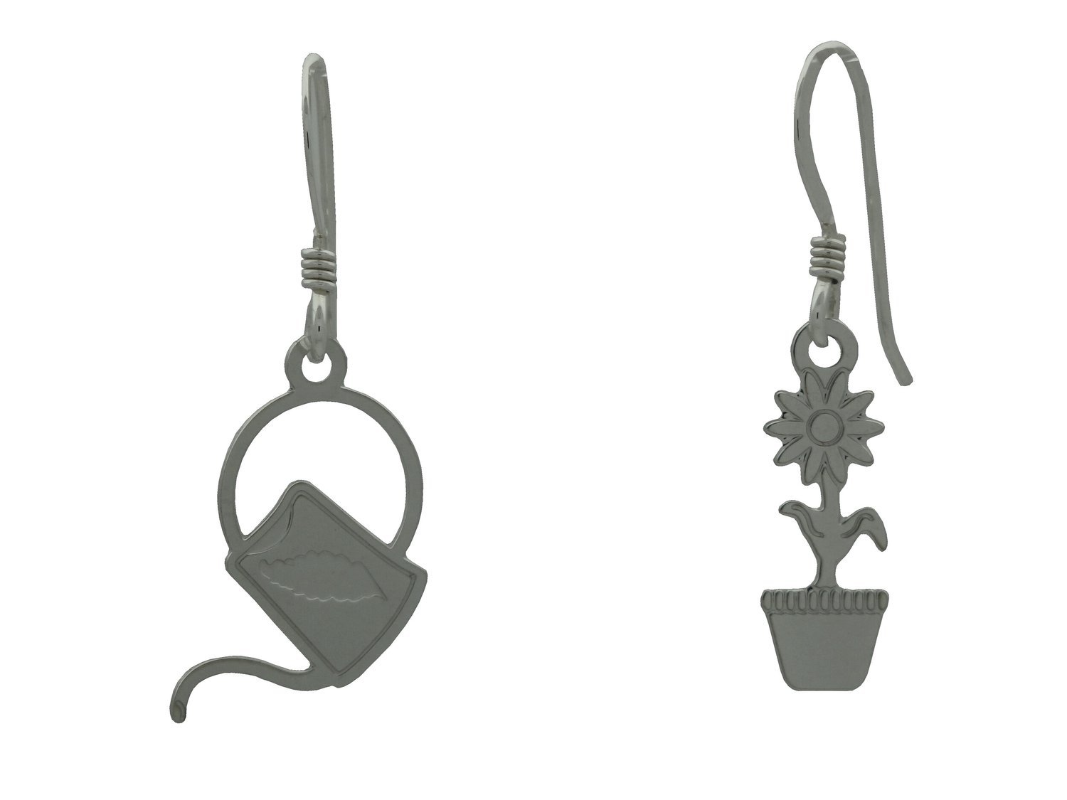 Flower Pot and Watering Can Dangle Earrings