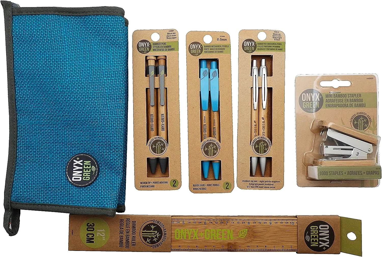Bamboo Office Supplies Set - Recycled Sustainable Materials