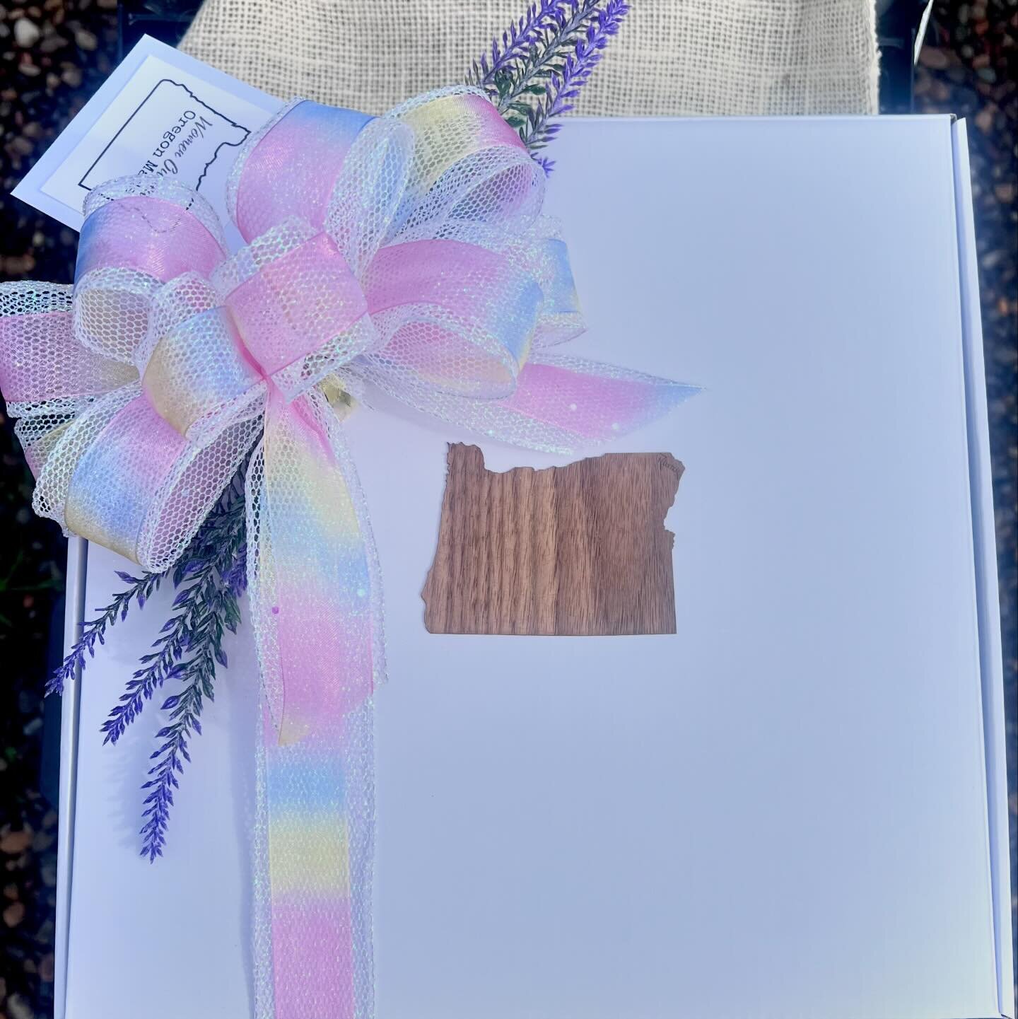 2 tier custom designed gift box request made for a ✨ magical unicorn 🦄. Featuring Oregon small family and women owned business self care products and foods.