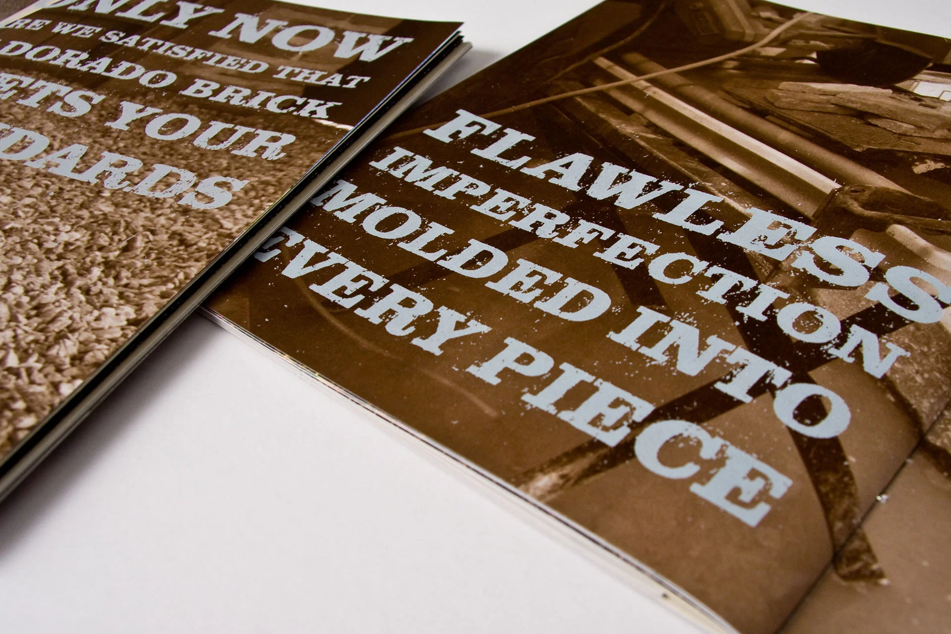 The distressed typography was created by hand to again illustrate the texture of the product.