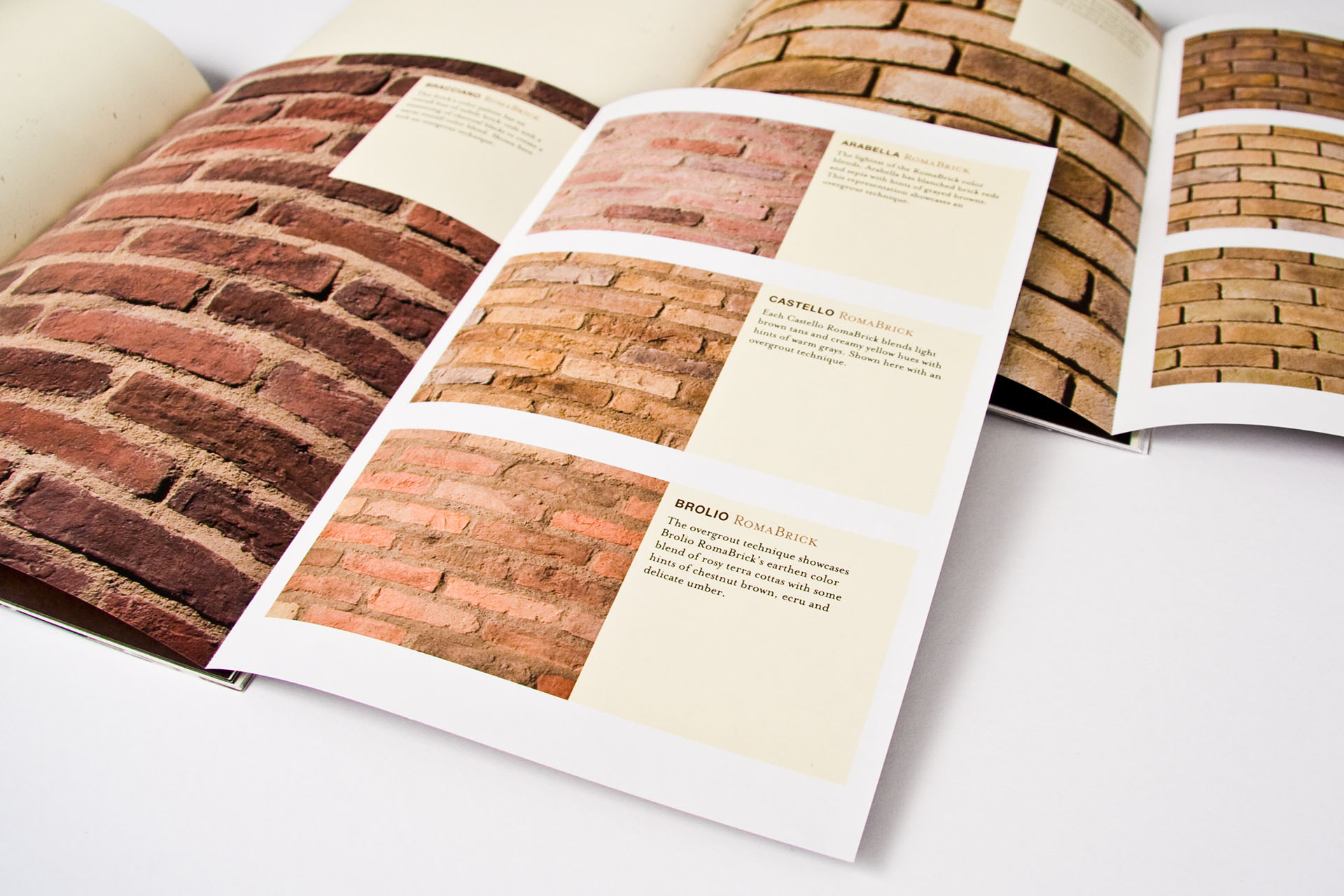 Three-quarter pages revealed the brick profiles, each named for specific region of origin.