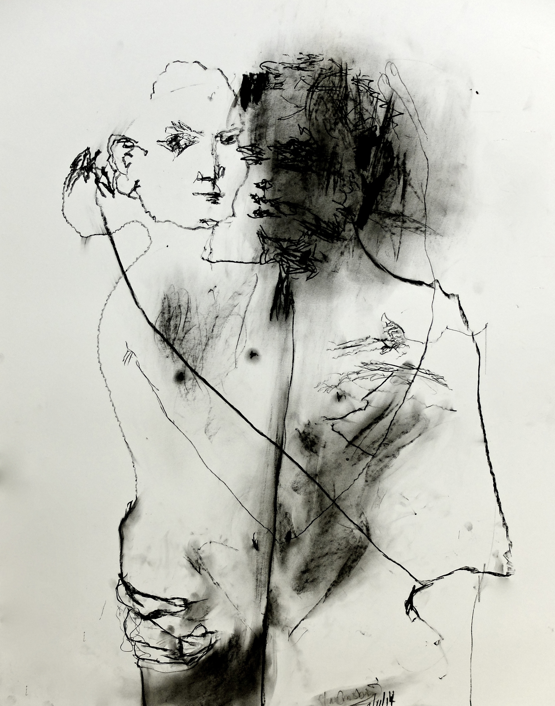 Shan and Joss, 2014, Charcoal on Paper