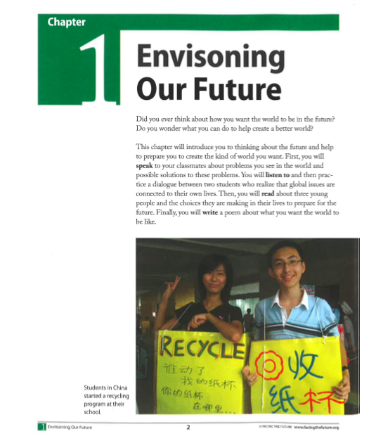 Themes from Last Book in the Universe link well to the global-issues-based literacy work found in the Facing the Future chapter "Envisioning Our Future".
