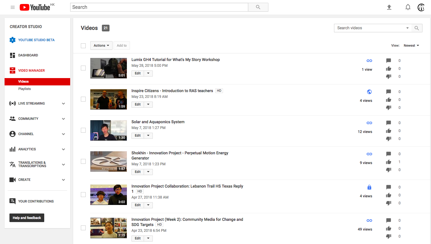 Creator Studio in YouTube