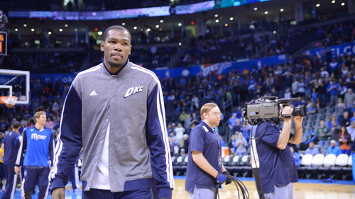 Durant warms up earlier this season