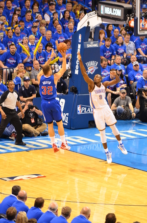 Blake Griffin shoots over Serge Ibaka in the Thunder-Clippers playoff series. Photo By Torrey Purvey for InsideThunder.com