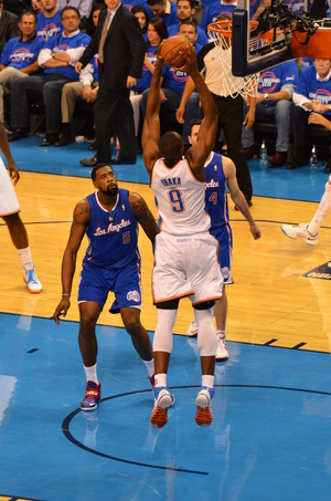 He's baaaaack! Serge Ibaka dunks on the Clippers earlier in the playoffs. Today Ibaka has been upgraded from "out" of the playoffs to "day-to-day" with his calf injury. Photo By Torrey Purvey for InsideThunder.com