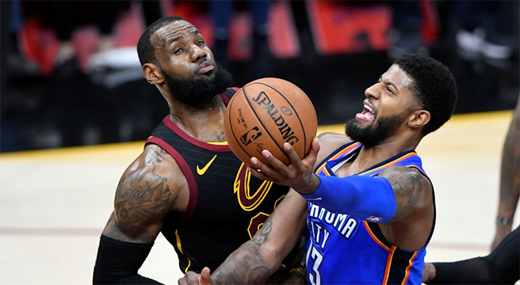 Thunder's Big Three, Plus One Slams Cavaliers in Cleveland