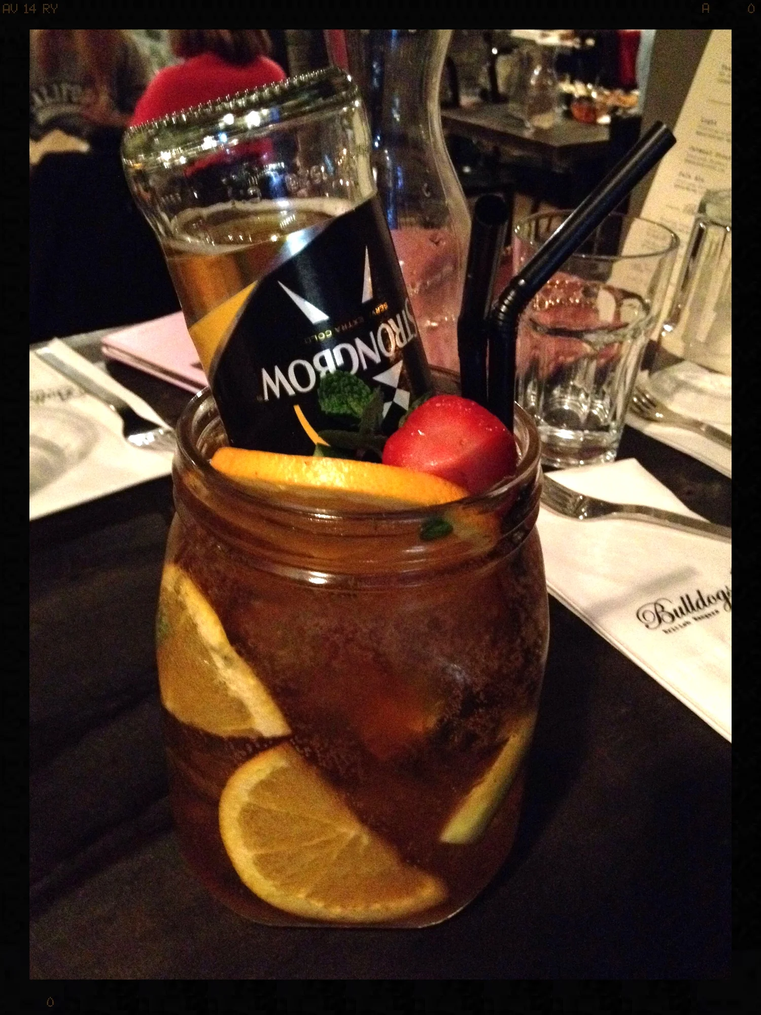 Pimm's on steriods with a Strongbow in it! Strongbow is also an English dry bitter-sweet cider of a 50 apple blend! I think this was 17 500W.