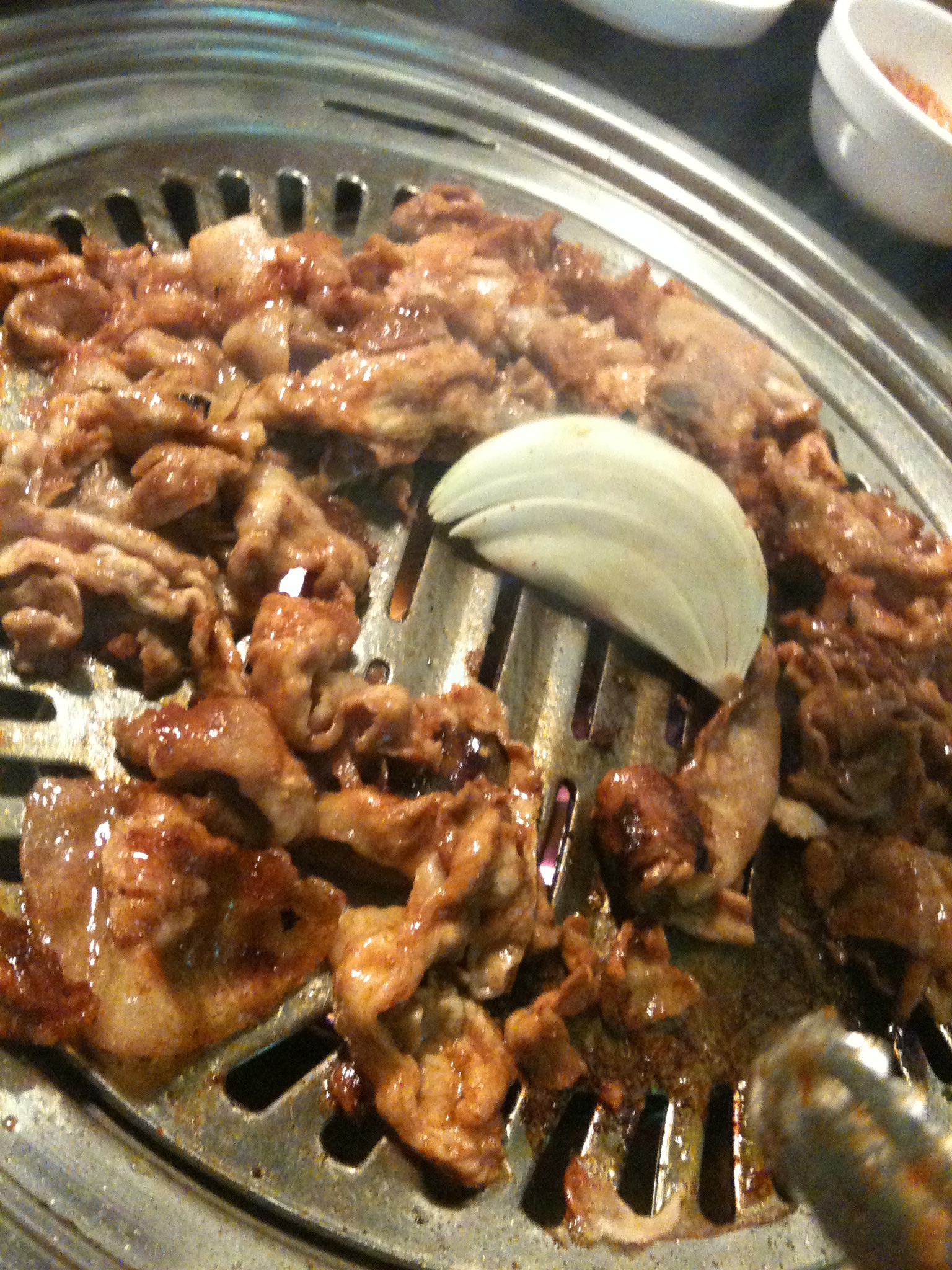 It cooks so fast so watch out! Give it a good stir so it doesn't stick and burn! Make sure to ask for garlic if they didn't already give it to you and add it to the grill along with the onion that you can find in the greens basket. 