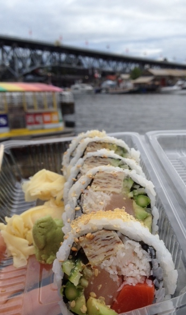 The 501 Roll - 3kind of Fish, 3kinds of Veggies & Egg It's like a house roll with all the good stuff! All of my favourites ingredients on the inside (maybe except for tomago), but thoroughly enjoyed this half-roll by the sea-wall.