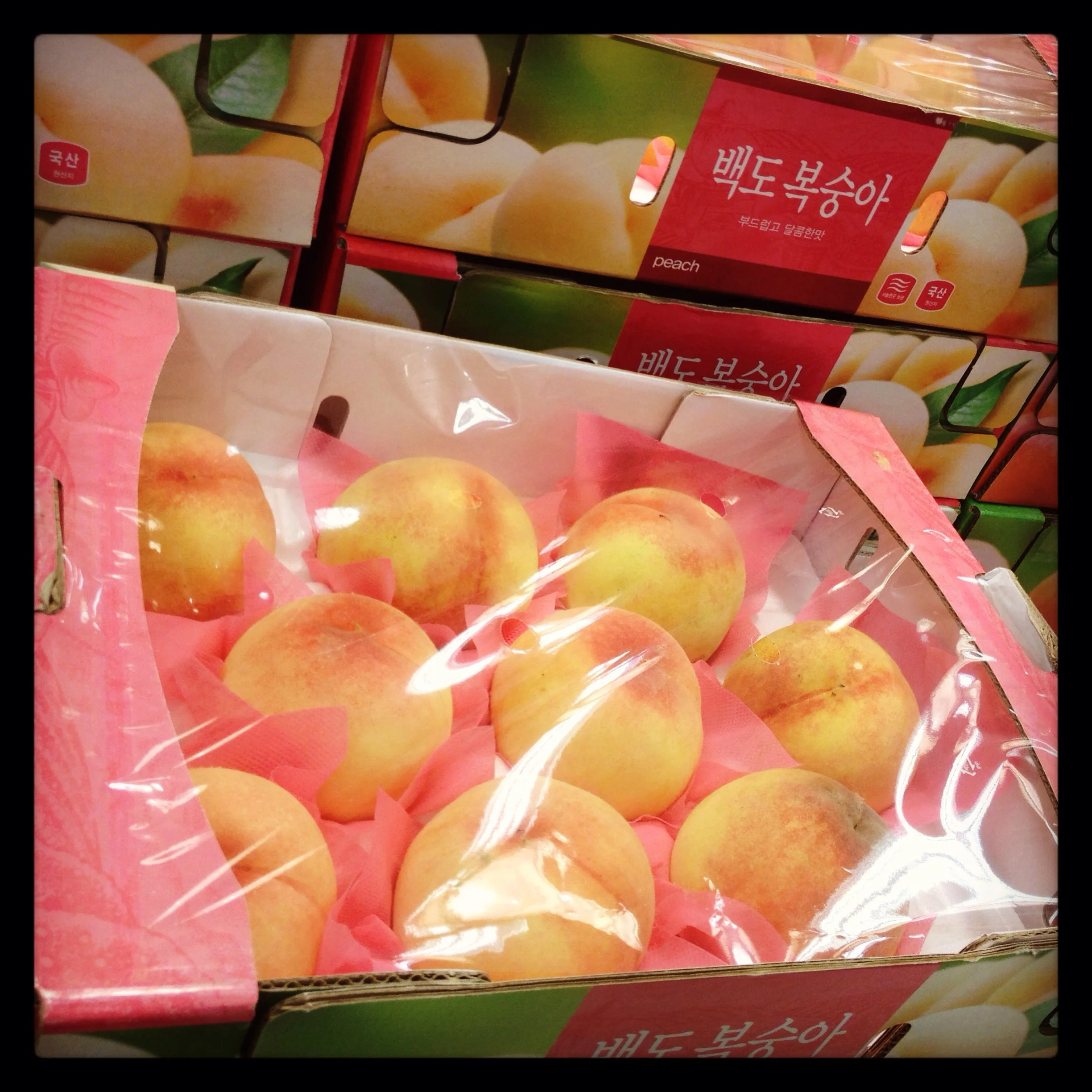 If you can't find a fruit truck, you can also just go to your local supermarket or grocery store. The price will depend on the size and number of peaches you get. I just bought 4 for 6500won from my C&U convenient store in my building. It's probably a bit more than a fruit truck or grocery store, and you may wonder how good is the quality of fruit from a corner store? I did too - but I was pleasantly blown away! The picture above is one of them and it was one of the juiciest peaches I've ever had!