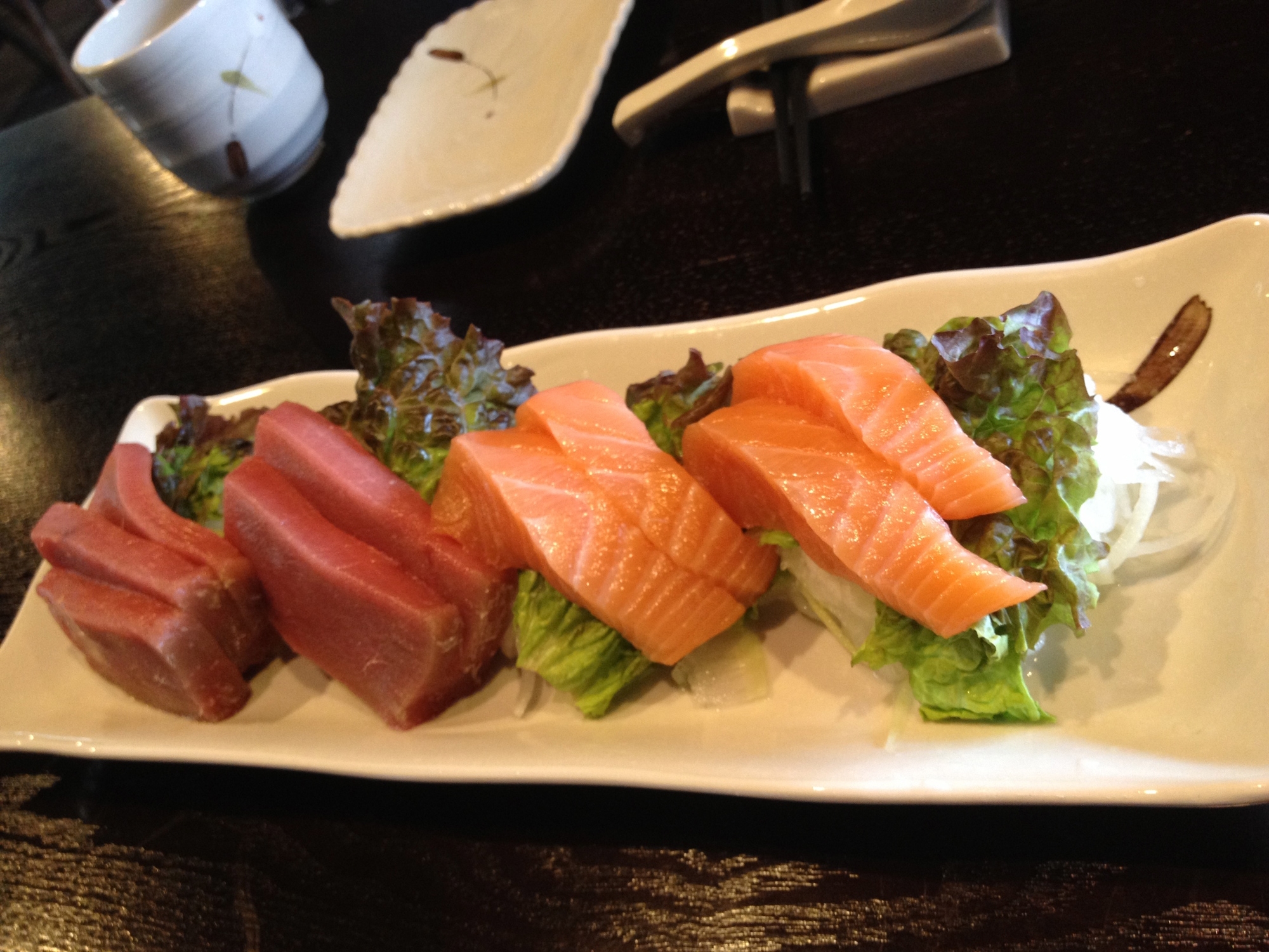 I used to prefer maguro sashimi (tuna), but these days I prefer salmon sashimi. It just seems to be more fresh in general in most places. Nothing will beat the freshness of the tuna bowl I ate at 5am in Japan at the Tsukiji Market! At Sushi Town, I also preferred the thick cuts of the salmon. The tuna wasn't bad, but it wasn't memorable. I love Japanese style sashimi! I am not much of a Korean sashimi (hwe) fan...I don't know if I'm just not as used to it, but it's just too thin and chewy for me when I am expecting a melt-in-my-mouth piece of Japanese sashimi. 