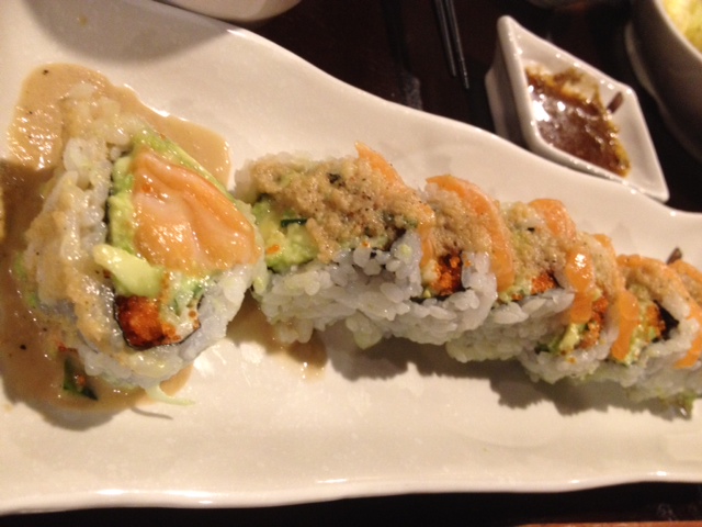 Alaskan Roll - Smoked salmon on top of California roll. I like this, minus the sauce they had on it. It was too much sauce, but otherwise it was good. 